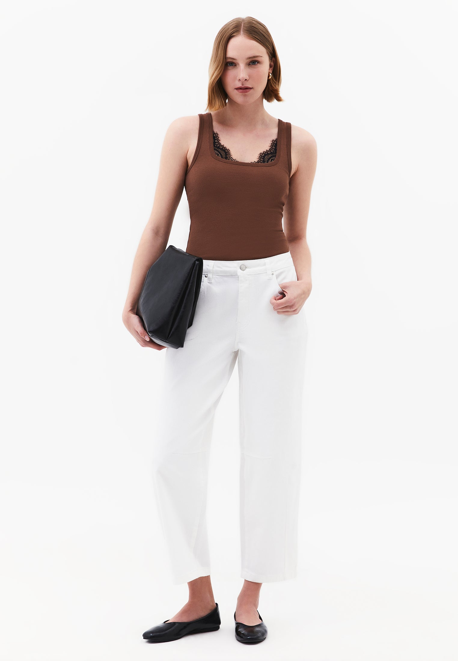 Square Neck Bodycon Tank Top - COCOA BROWN
