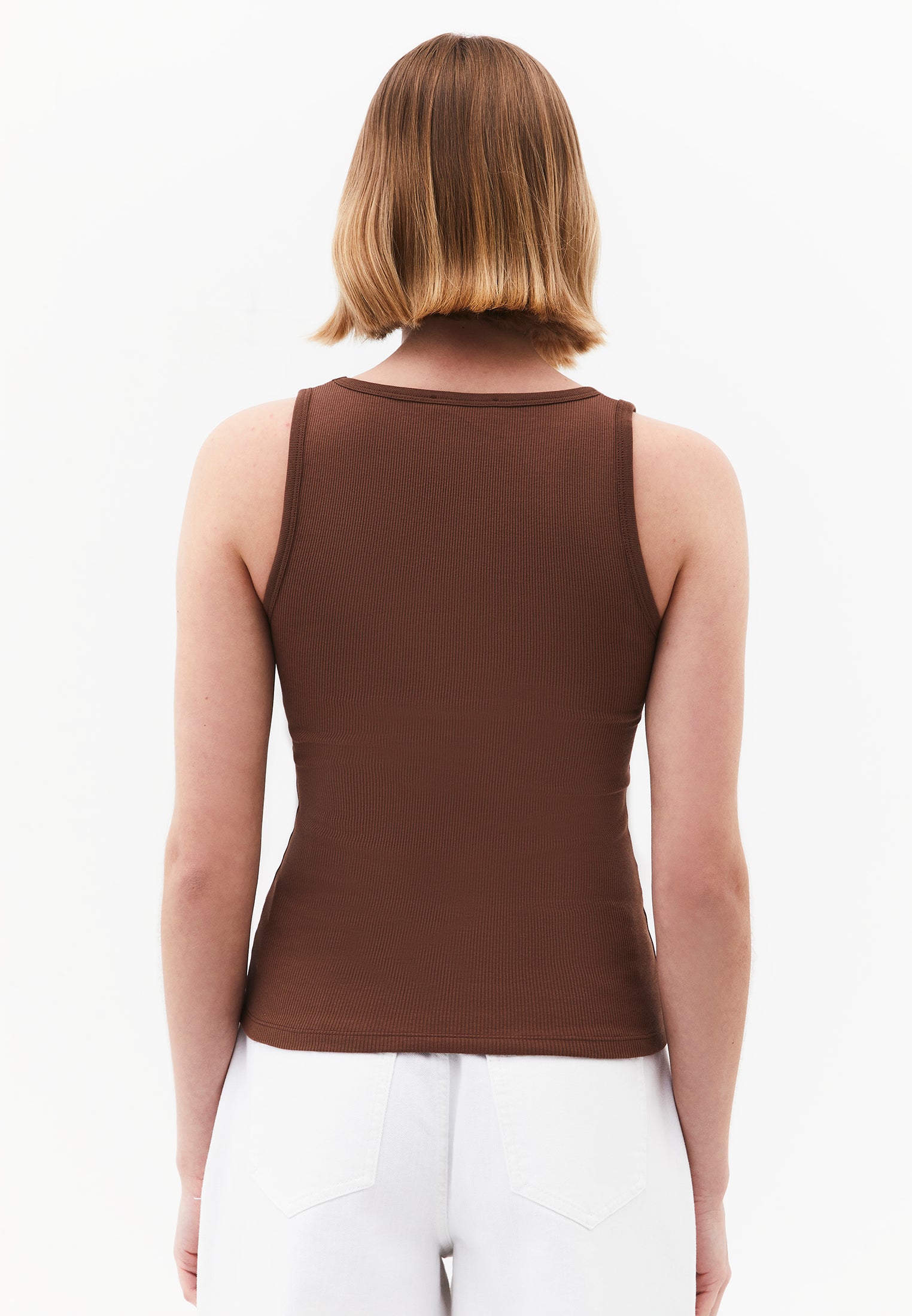 Square Neck Bodycon Tank Top - COCOA BROWN