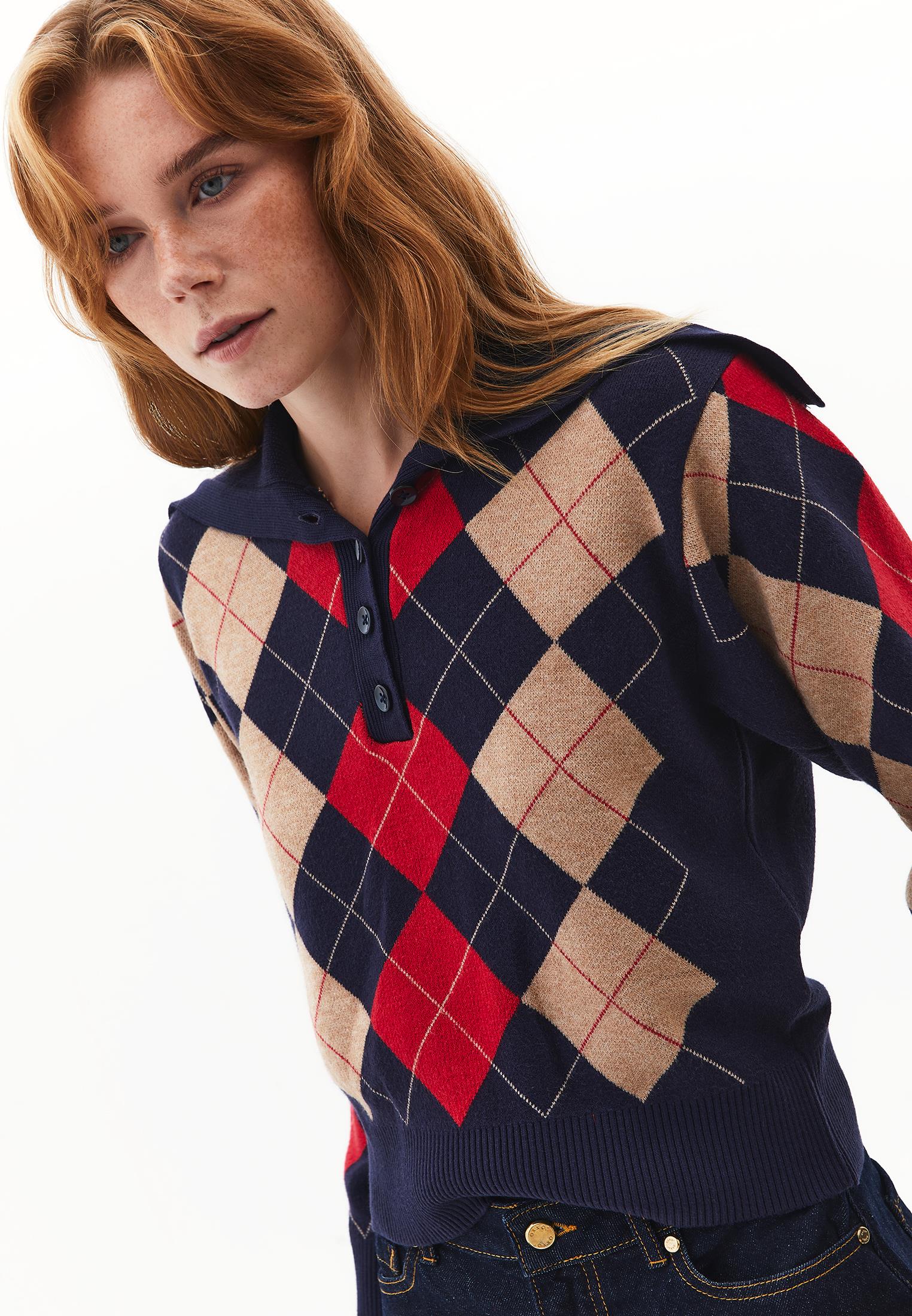 Turtleneck Buttoned Loose Knit Sweater - COLOR COMB