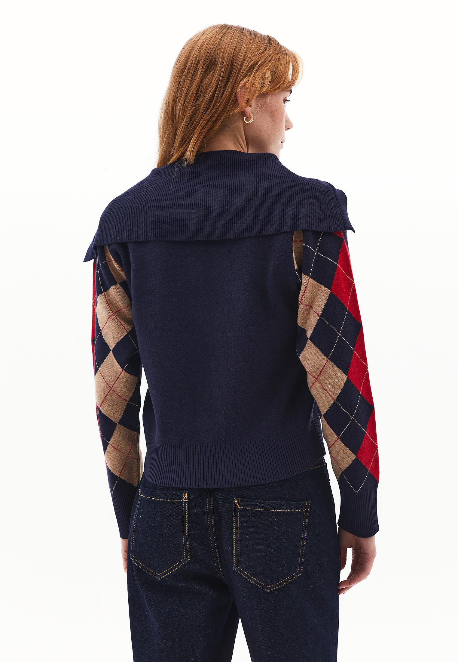 Turtleneck Buttoned Loose Knit Sweater - COLOR COMB