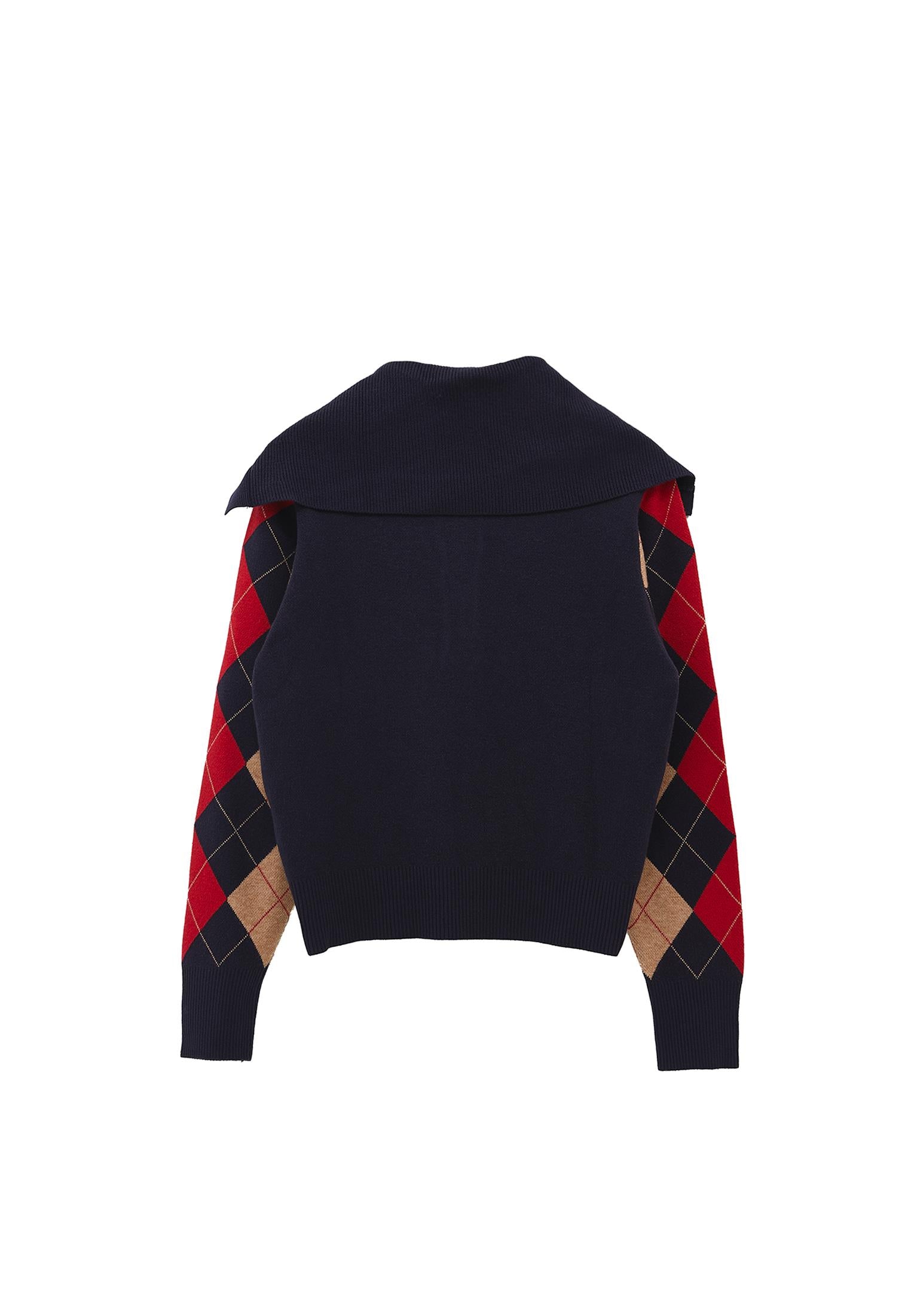 Turtleneck Buttoned Loose Knit Sweater - COLOR COMB