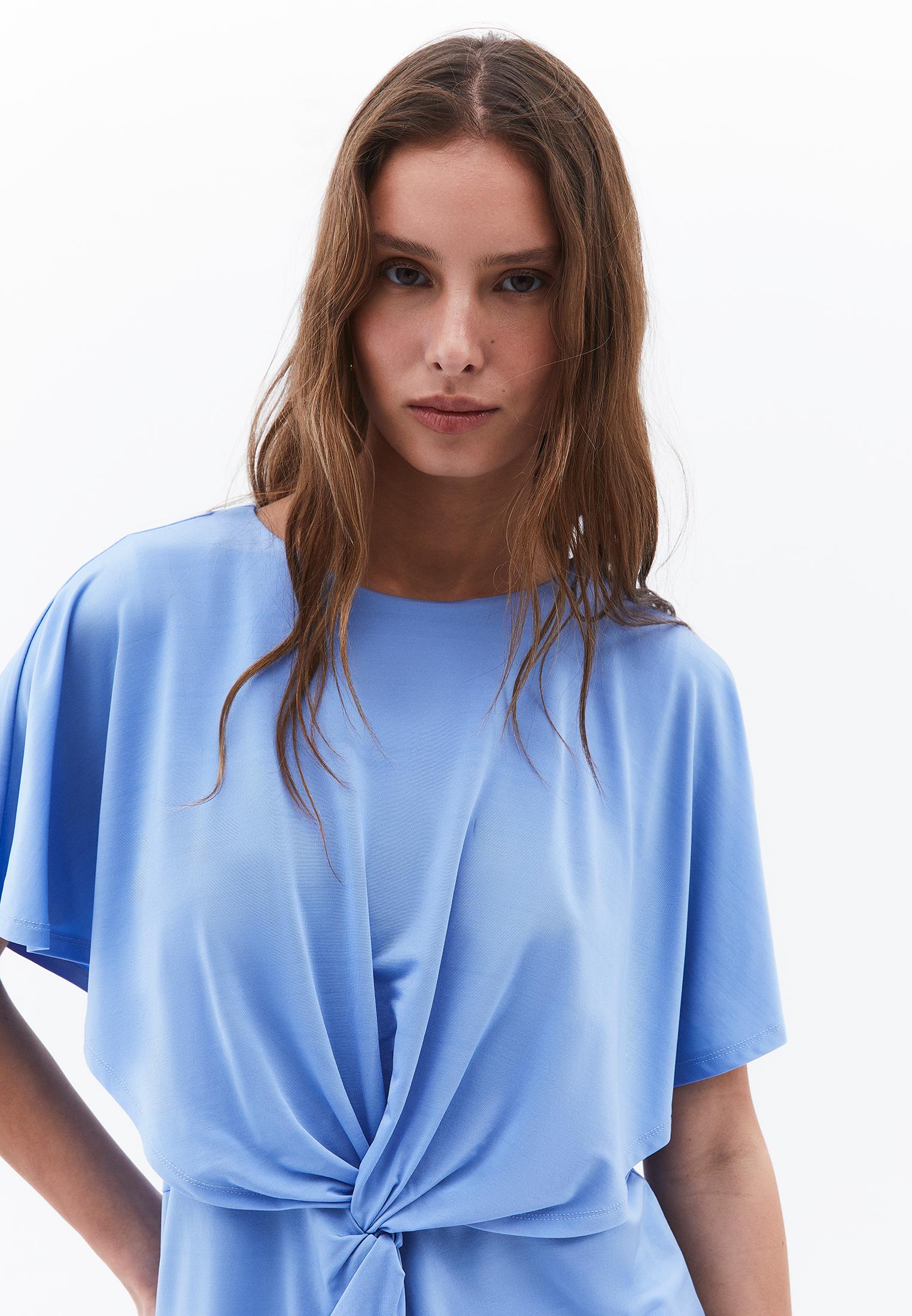 Sleeveless Crew Neck Blouse - CORNFLOWER