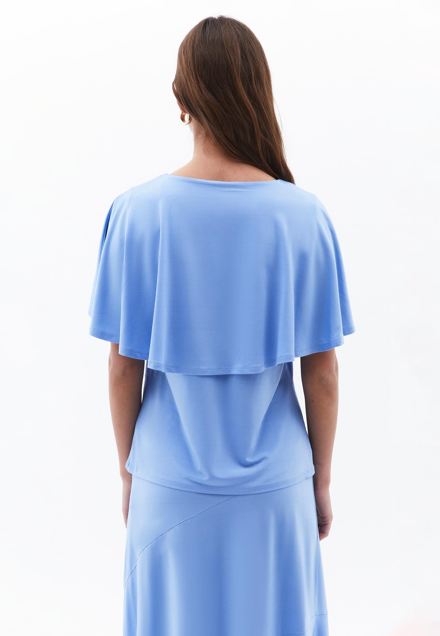 Sleeveless Crew Neck Blouse - CORNFLOWER