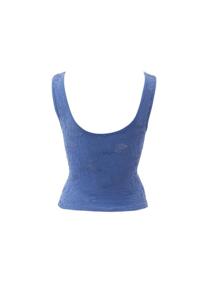 U Neck Bodycon Tank Top - CORNFLOWER