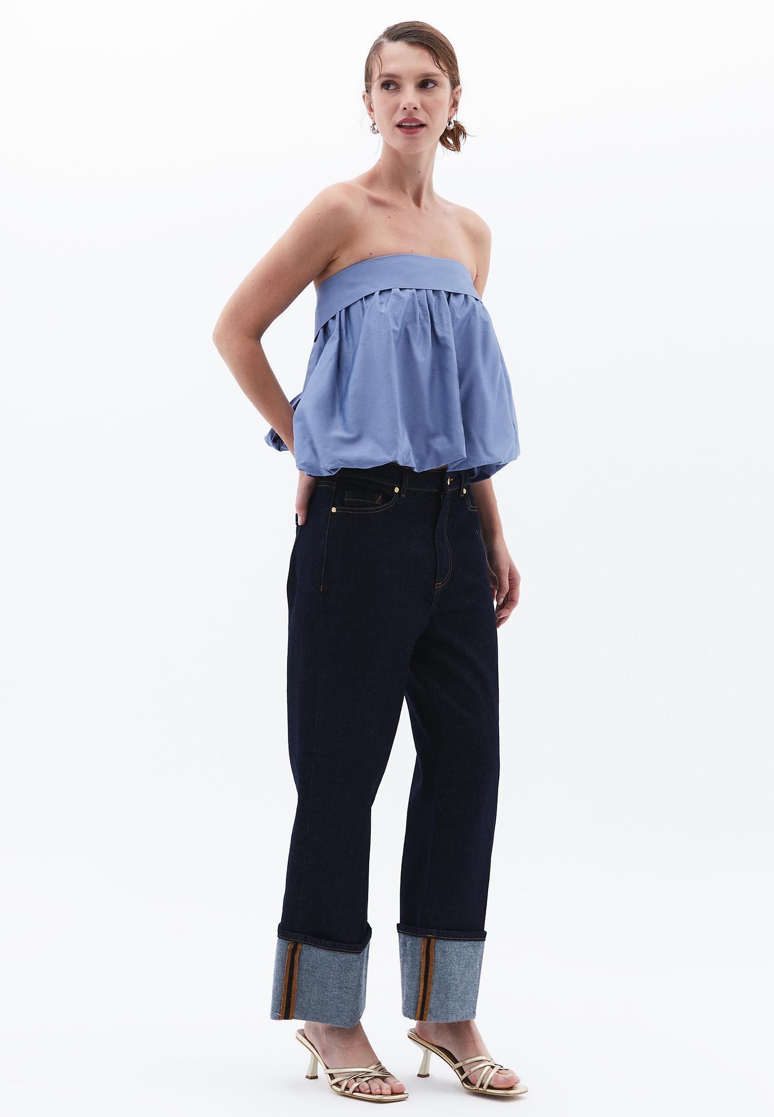 Strapless Blouse - COUNTRY BLUE