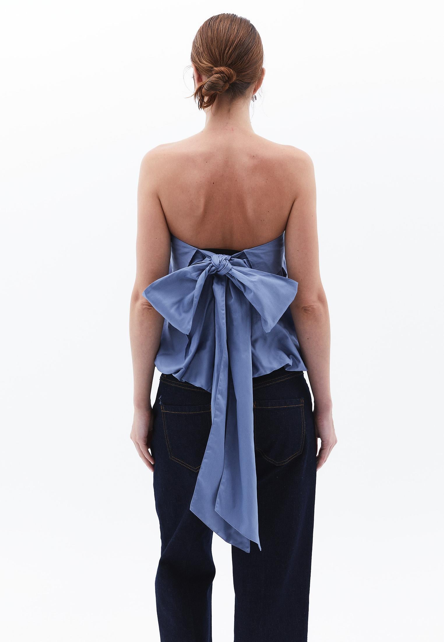 Strapless Blouse - COUNTRY BLUE