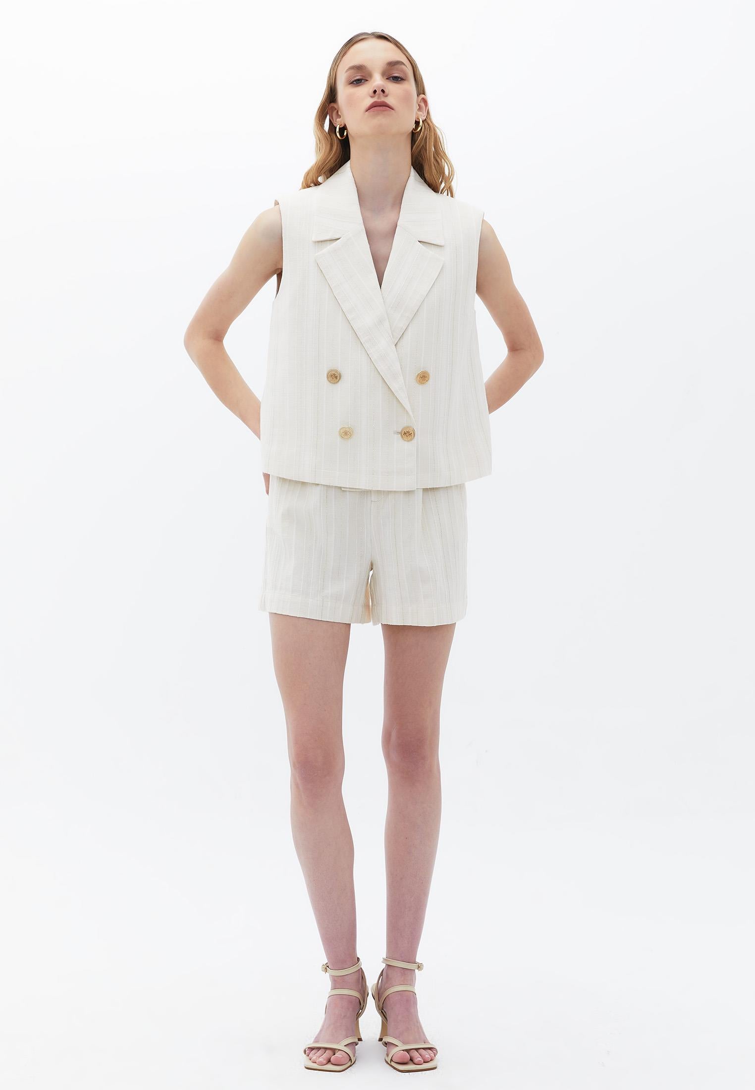 Ultra High Waist Short Shorts With Belt Detail - CREME BRULEE