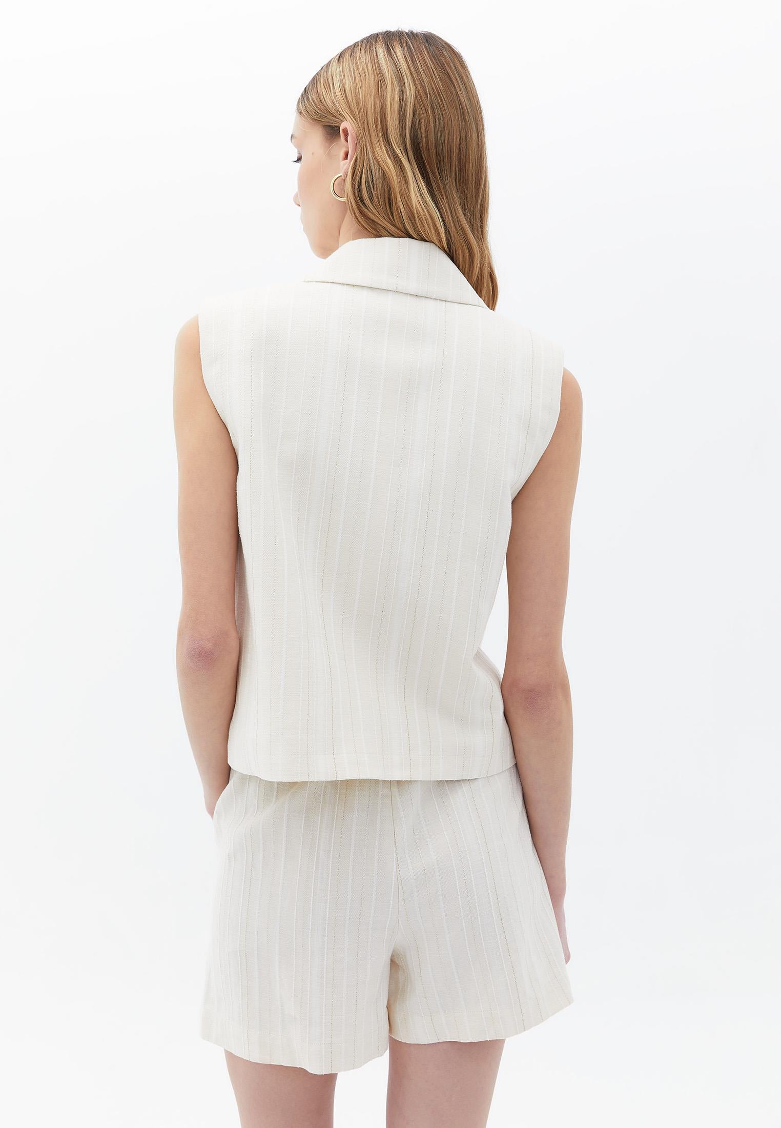 Double Breasted Collar Vest - CREME BRULEE