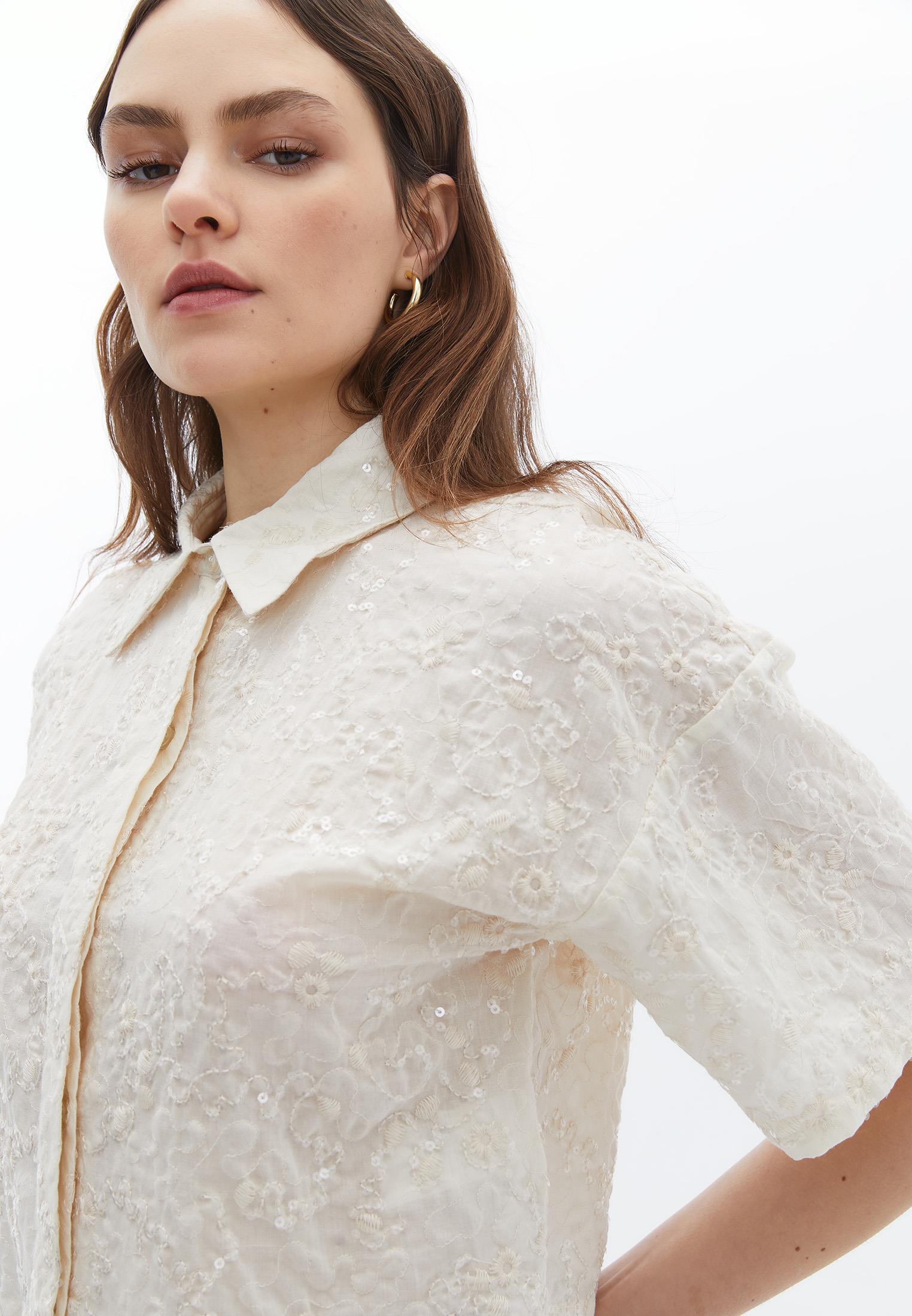 Short Sleeve Buttoned Shirt - CREME BRULEE