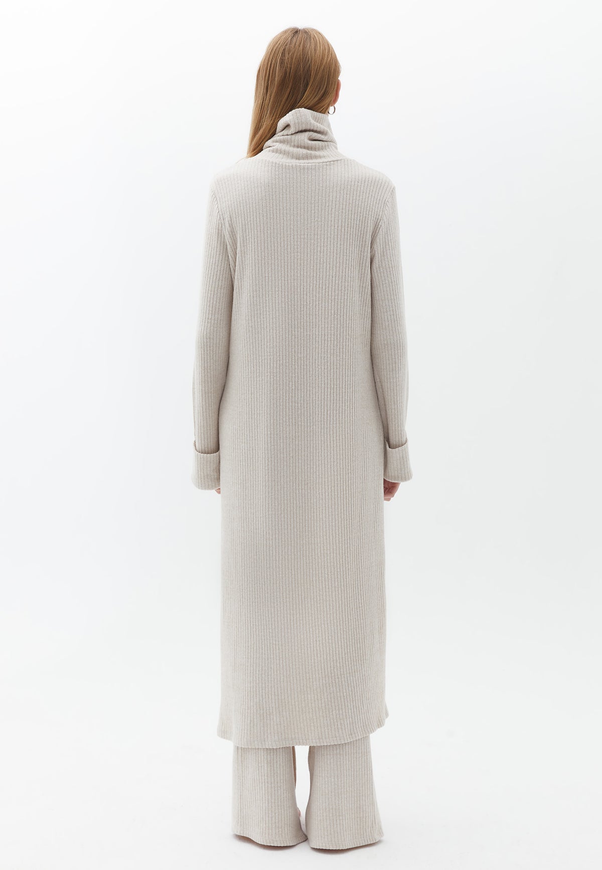 Turtleneck Tunic Blouse - CREME BRULEE