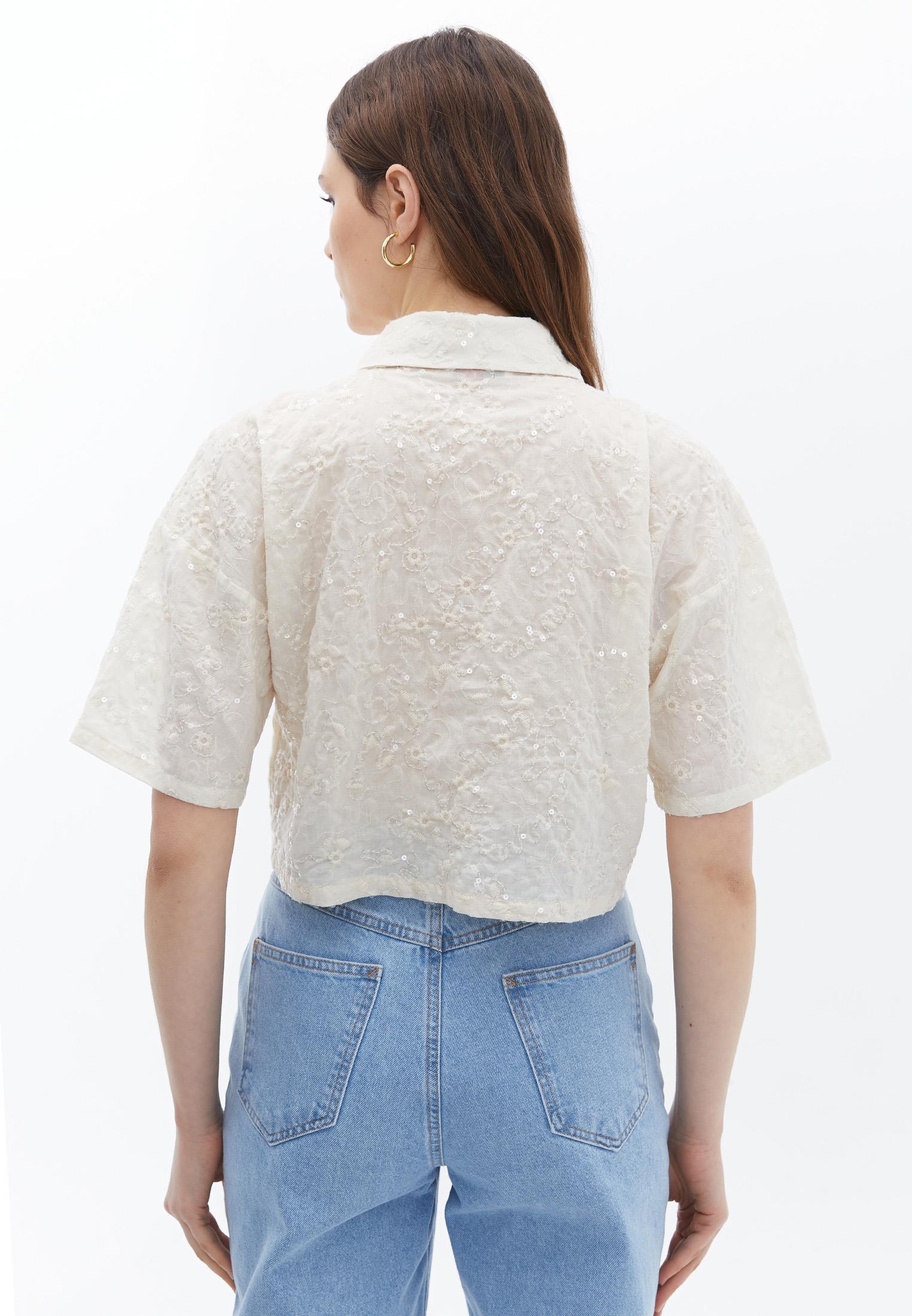 Short Sleeve Buttoned Shirt - CREME BRULEE