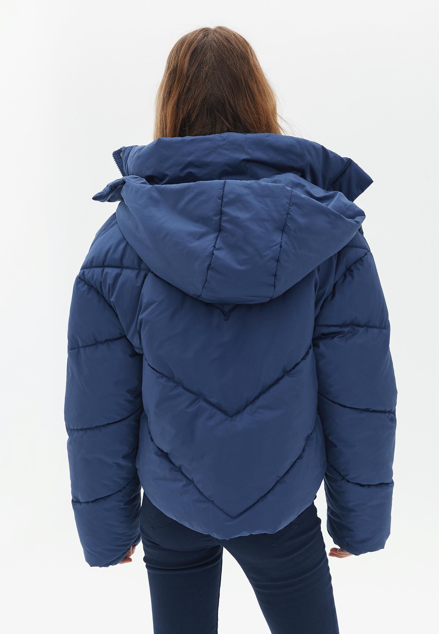 Loose Jacket With High Collar And Pocket Details - CROWN BLUE