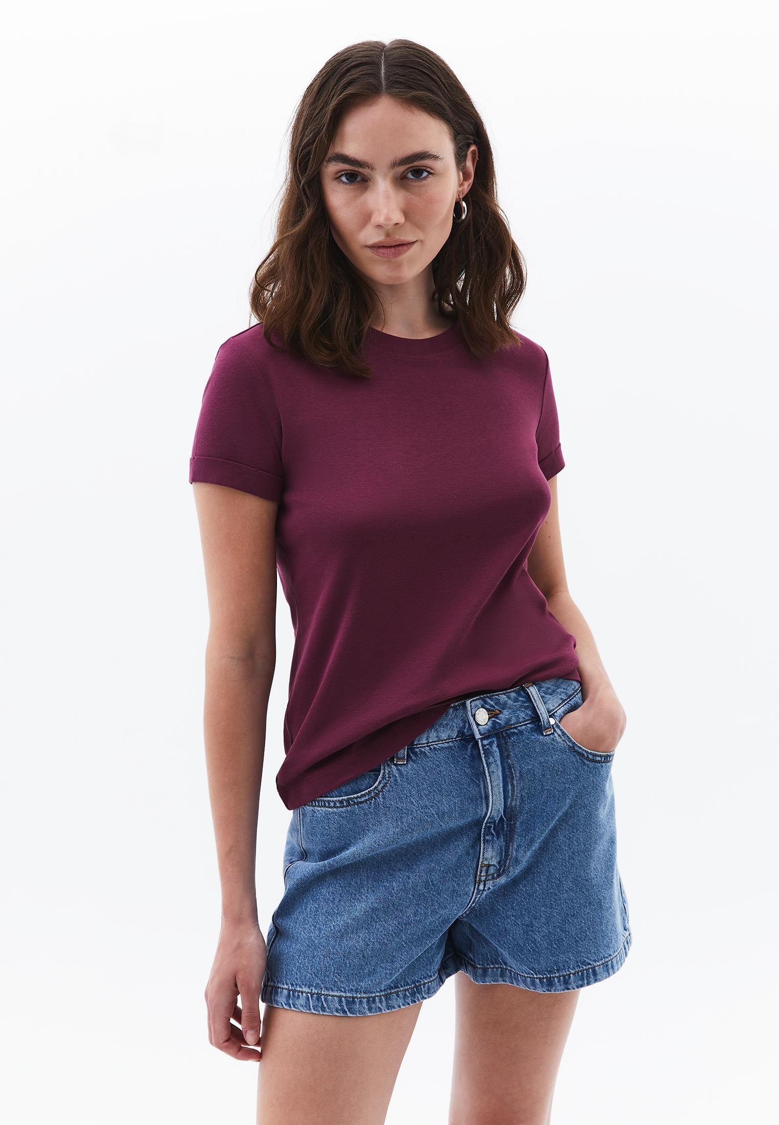 Cotton T-Shirt With Crew Neck - CRUSHED VIOLETS