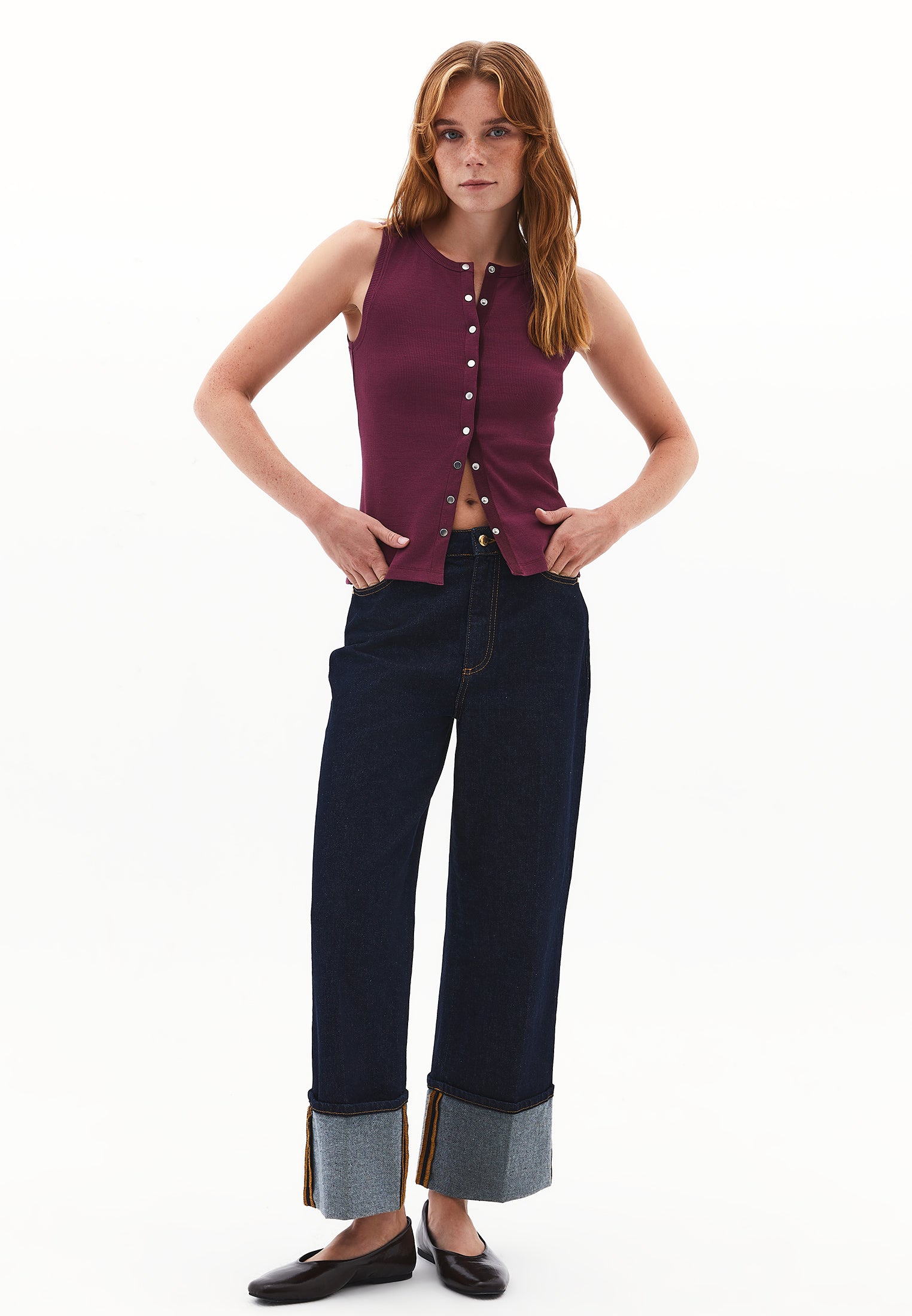 Sleeveless Tank With Crew Neck - CRUSHED VIOLETS