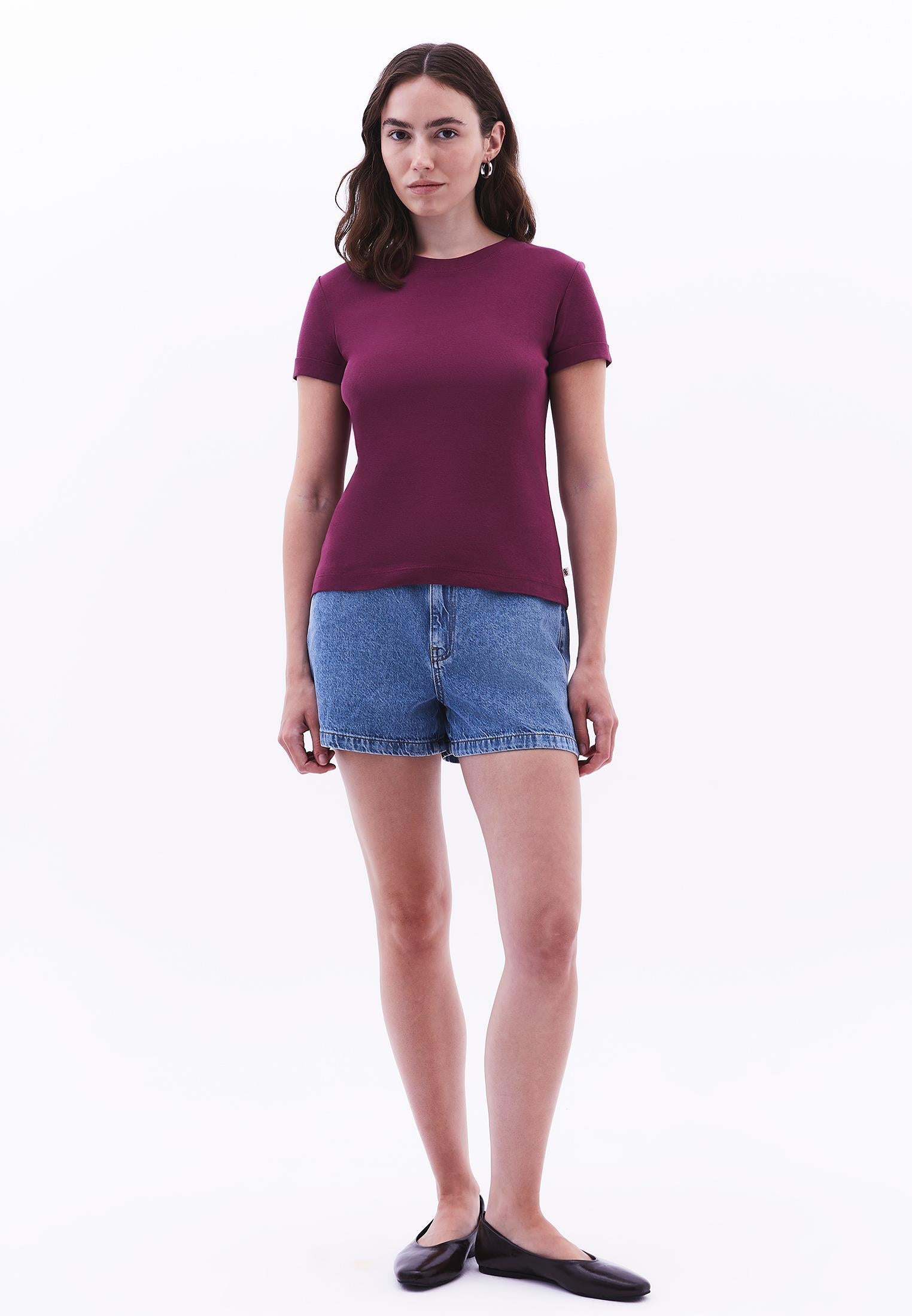 Cotton T-Shirt With Crew Neck - CRUSHED VIOLETS