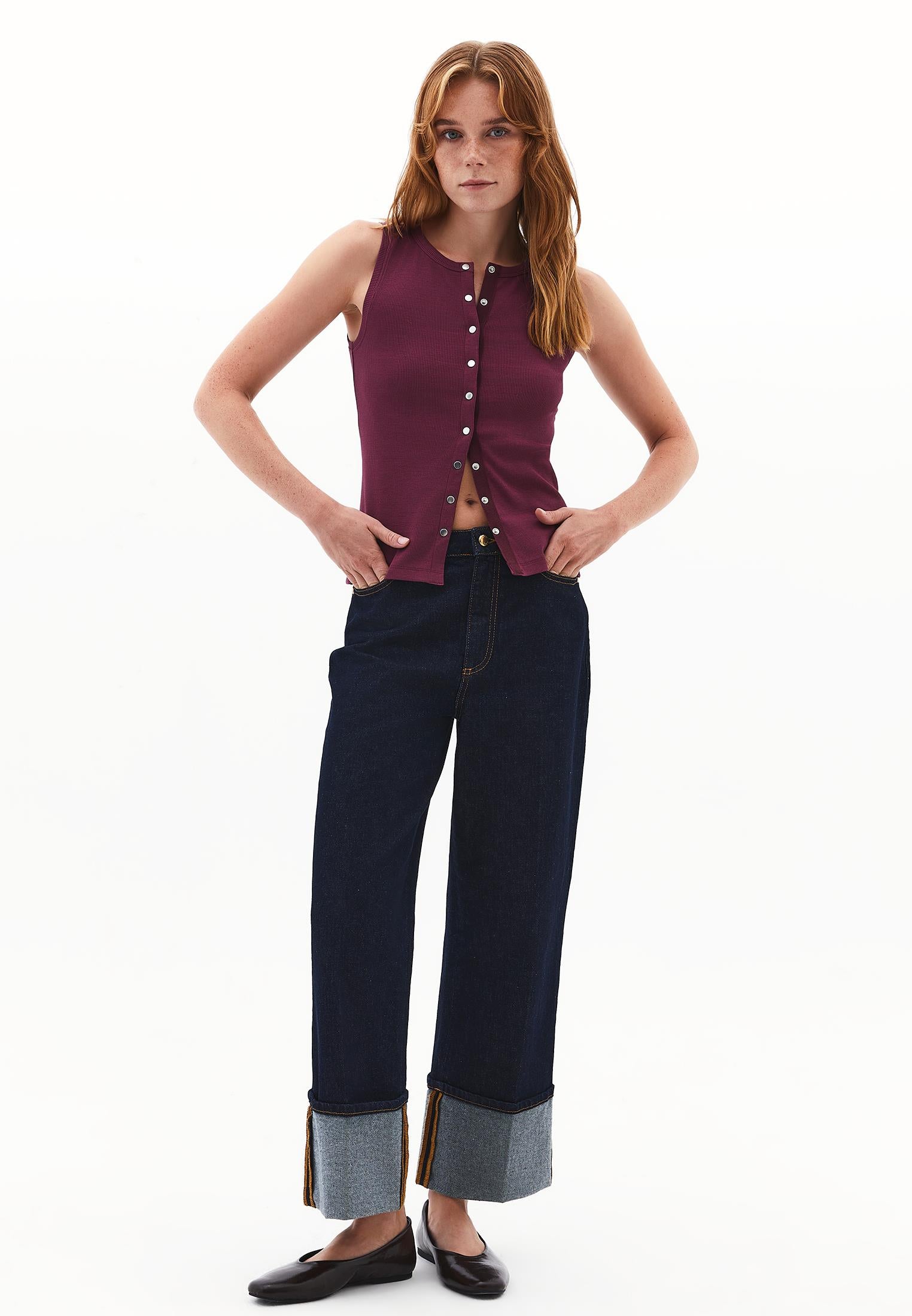 Sleeveless Tank With Crew Neck - CRUSHED VIOLETS