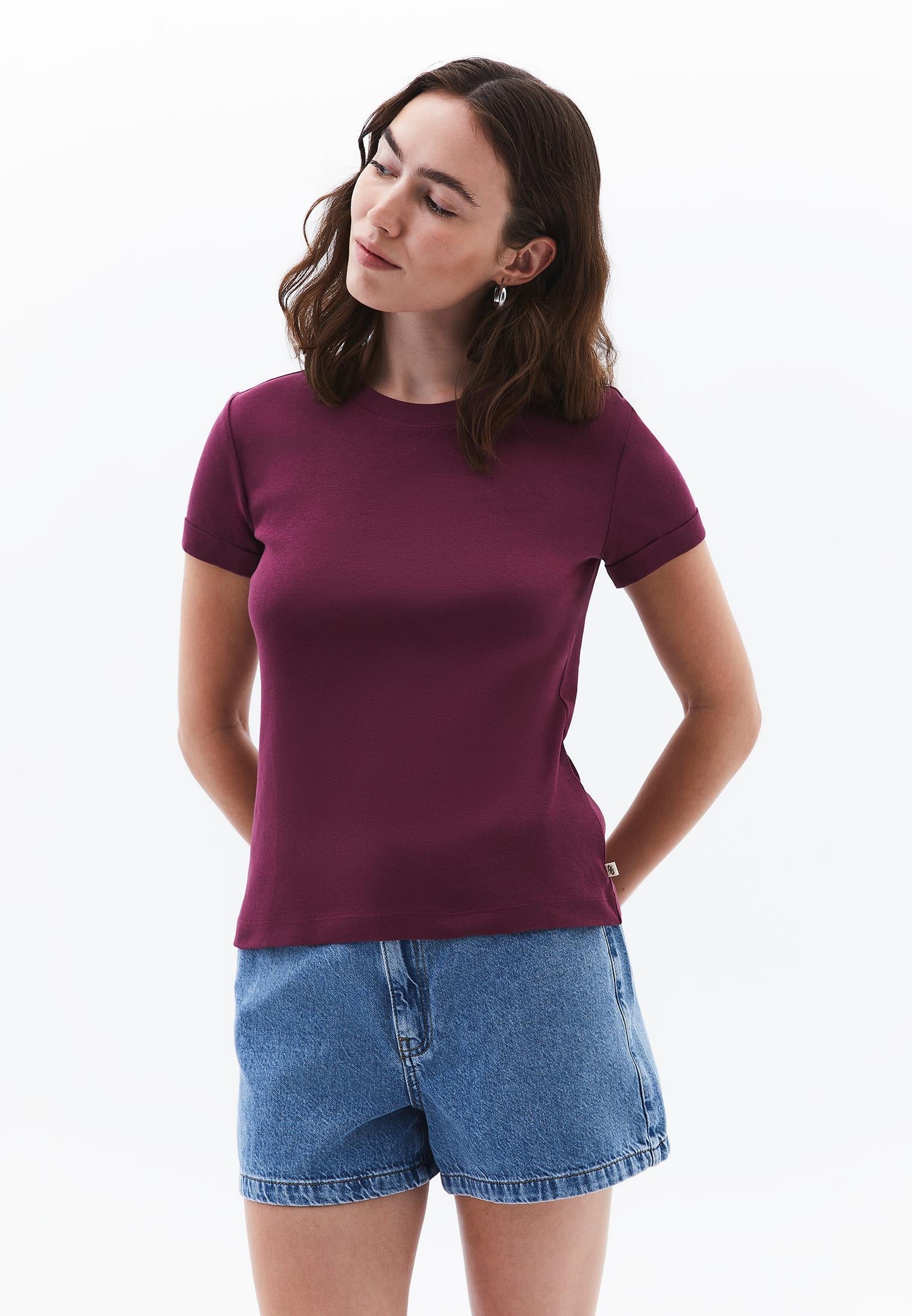Cotton T-Shirt With Crew Neck - CRUSHED VIOLETS