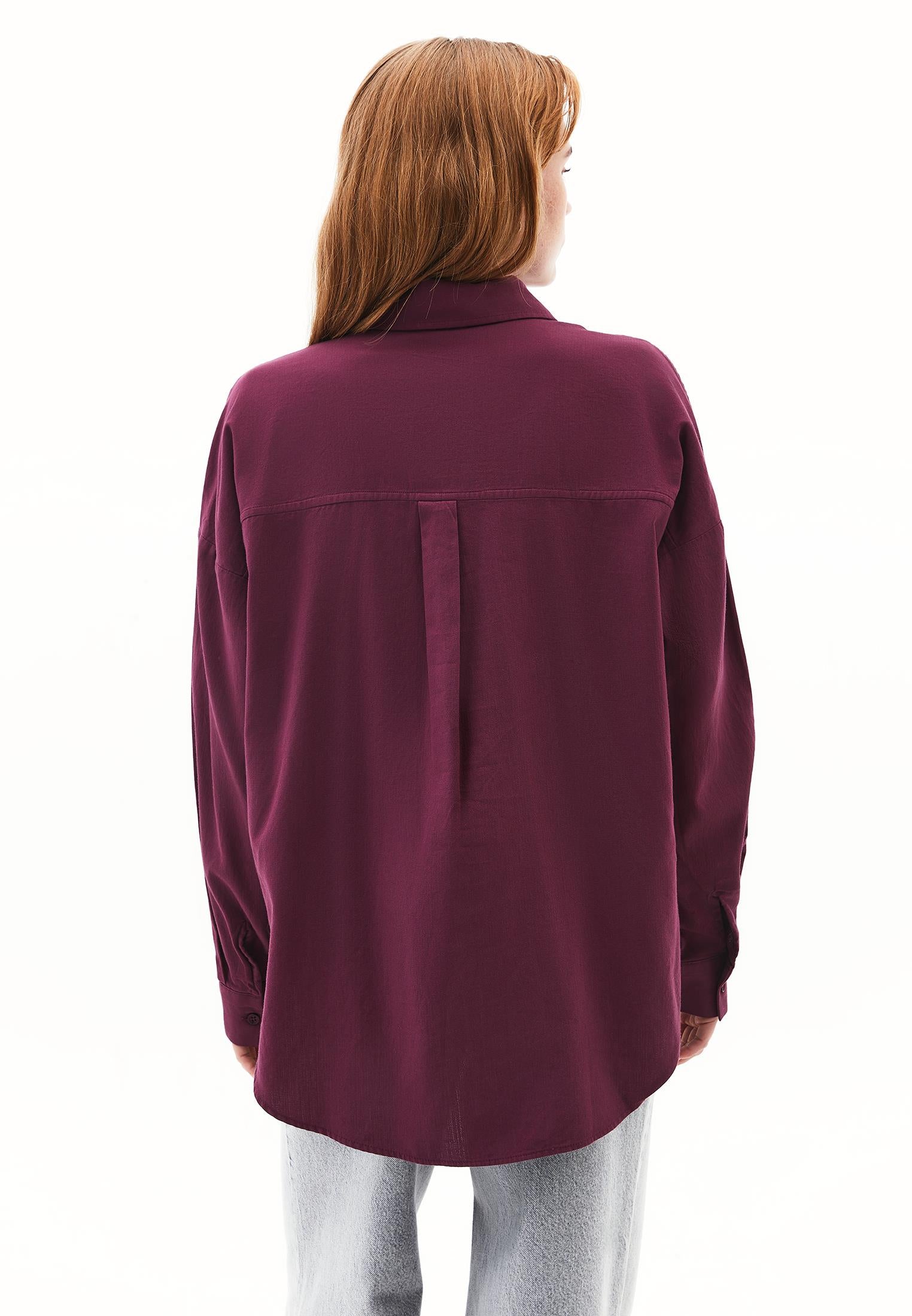 Buttoned Shirt Collar Oversize Shirt - CRUSHED VIOLETS