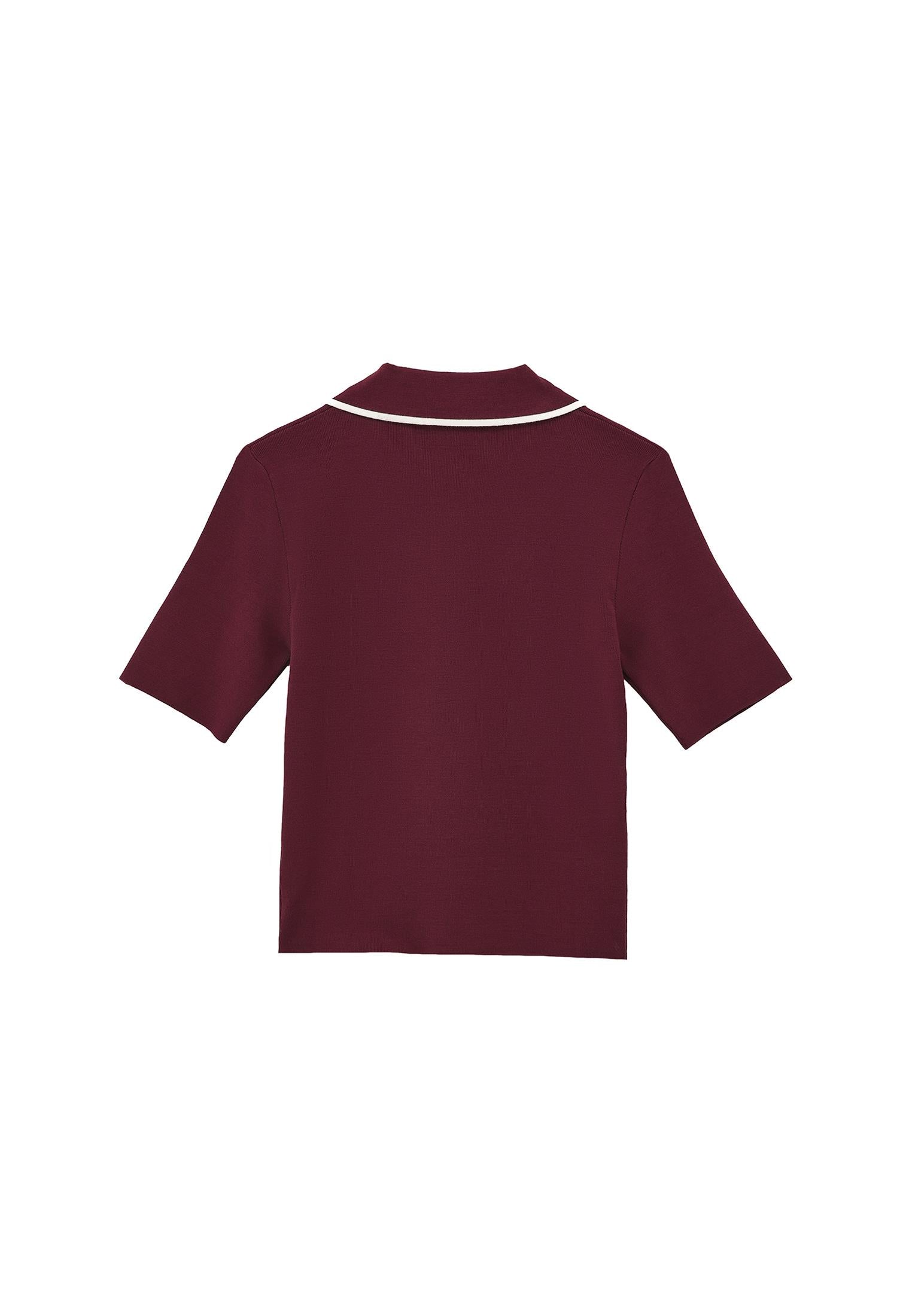 Polo Collar Zipper Detailed Standard T-Shirt - CRUSHED VIOLETS