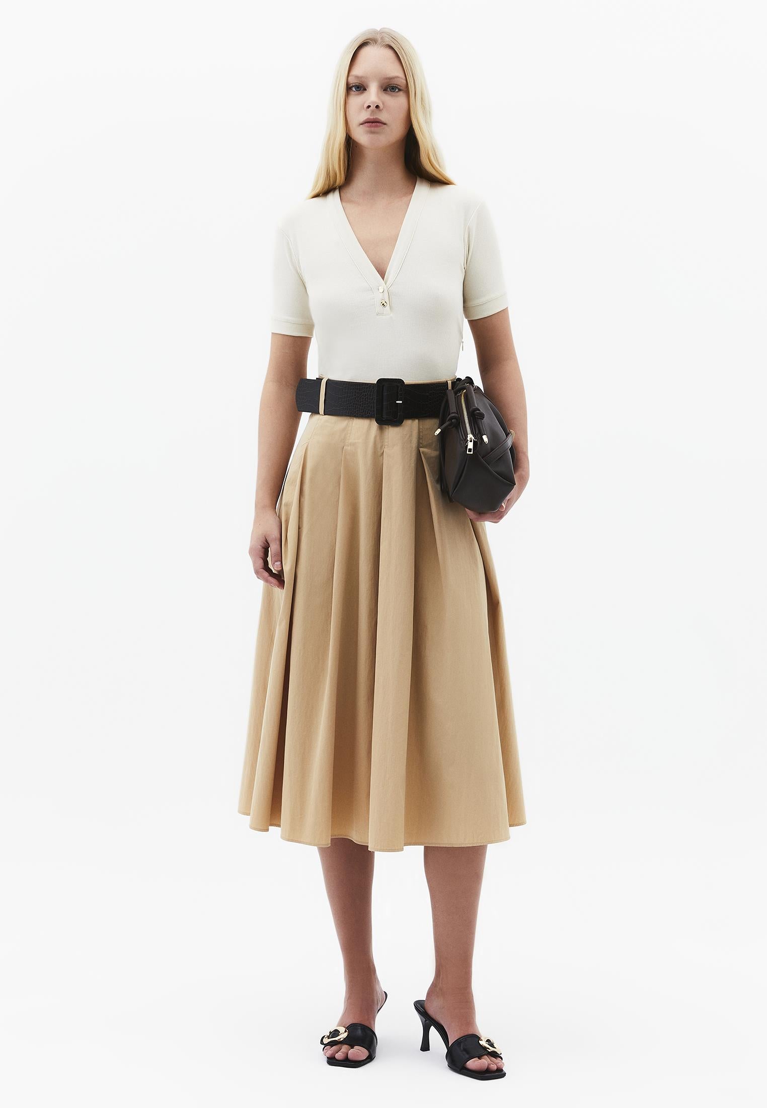 V Neck Midi A-Line Dress - CURDS WHEY