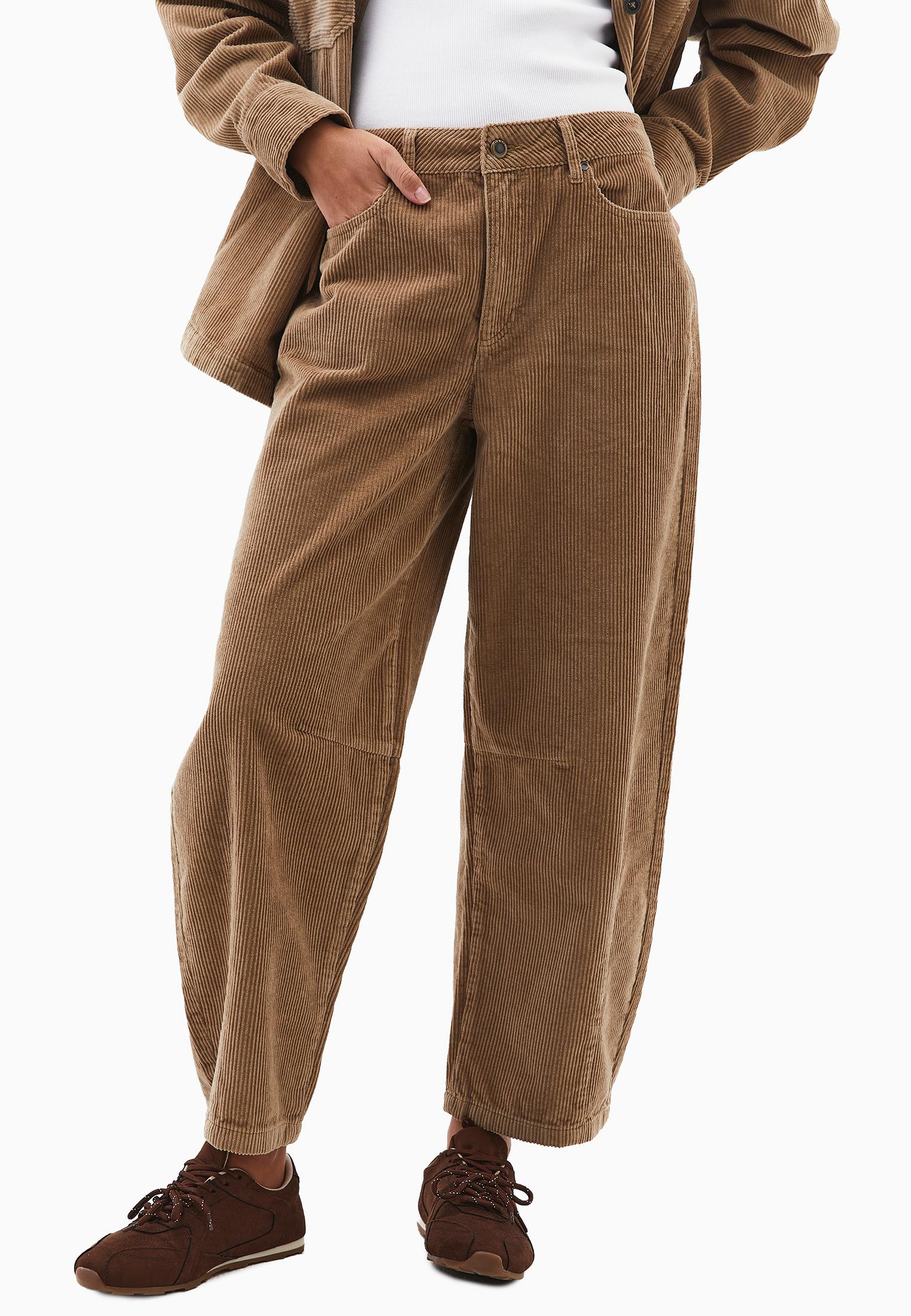 Ribbed Corduroy Barrel Pants - CURDS WHEY