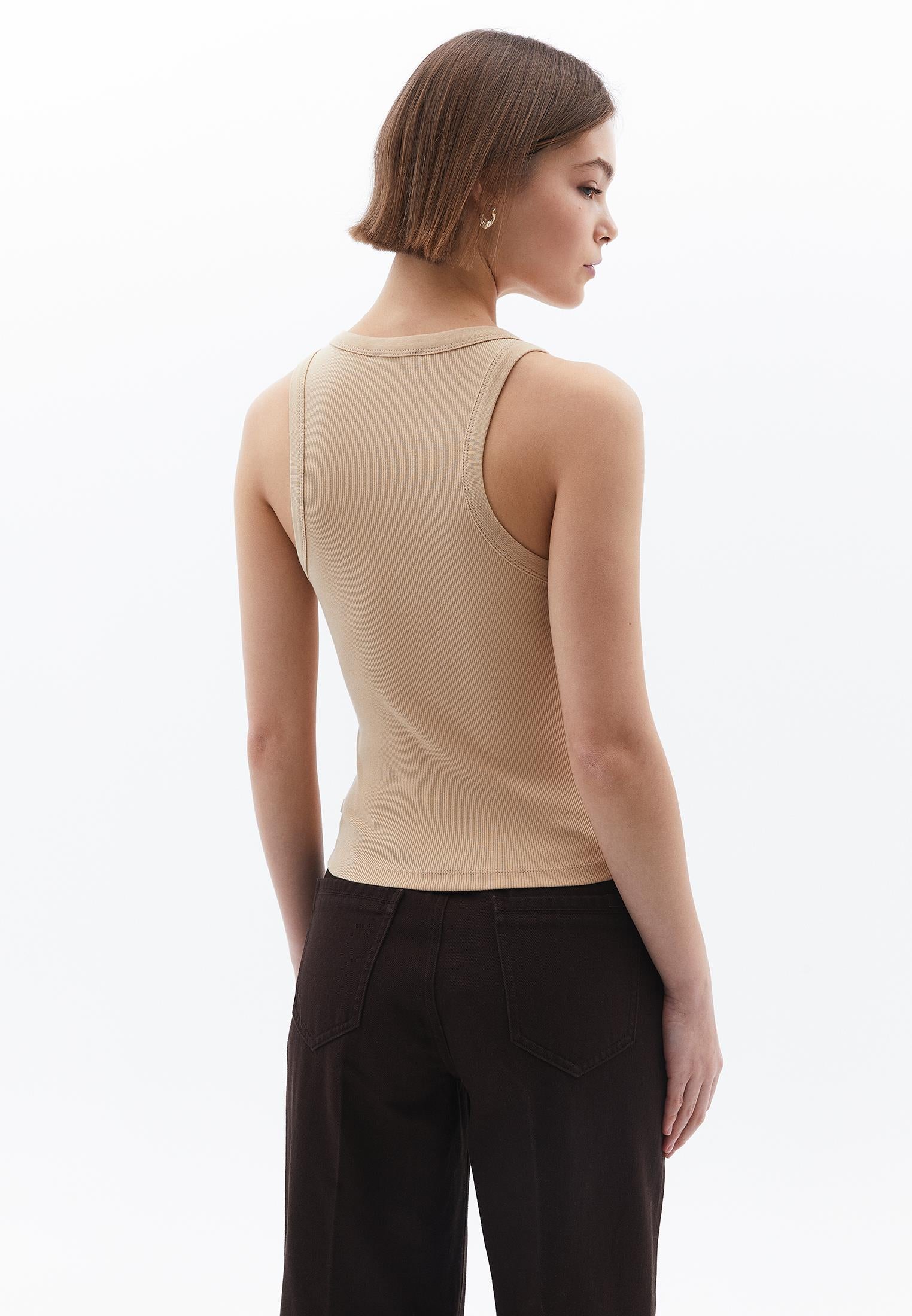 Crew Neck Bodycon Tank Top - CURDS WHEY