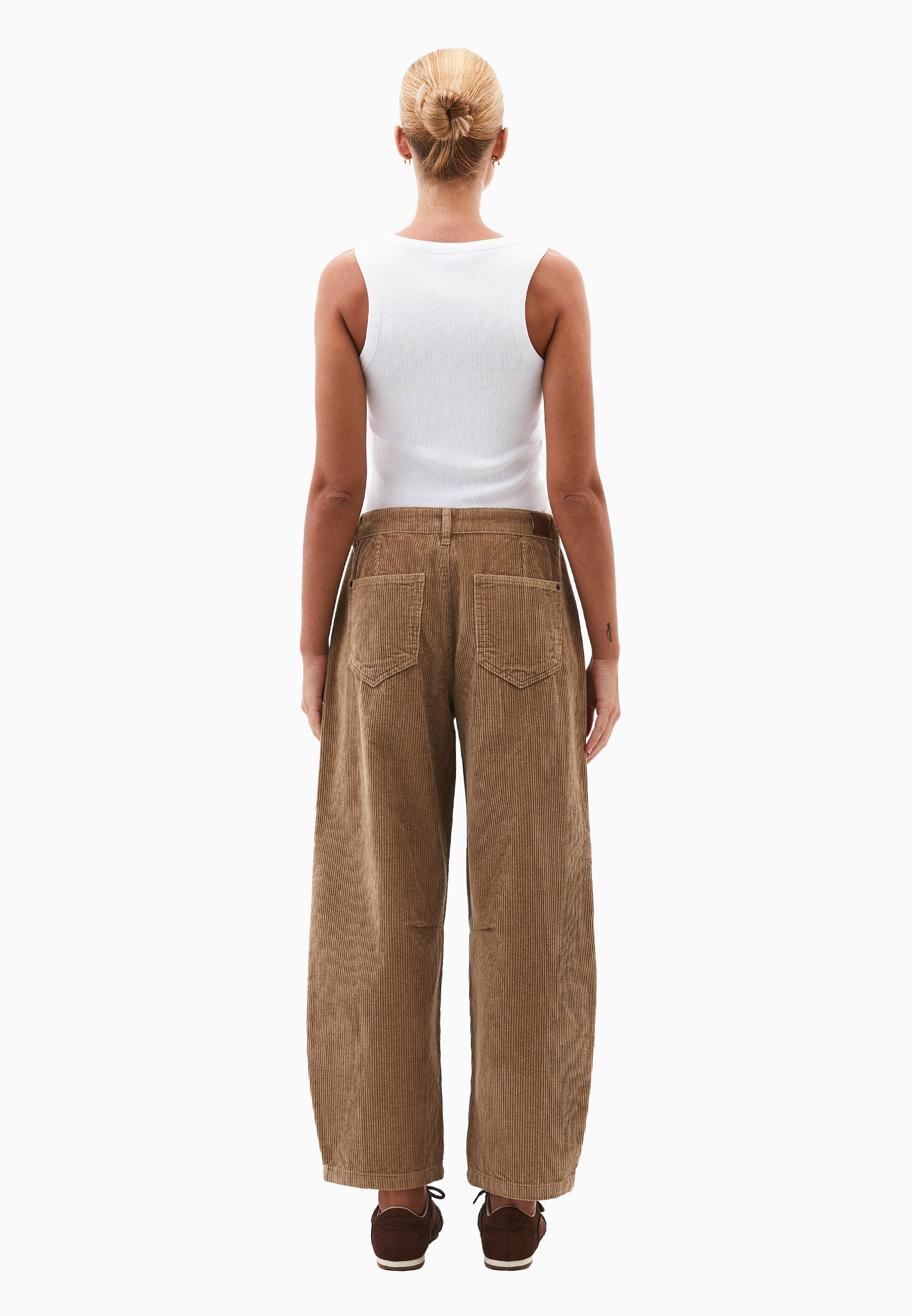 Ribbed Corduroy Barrel Pants - CURDS WHEY