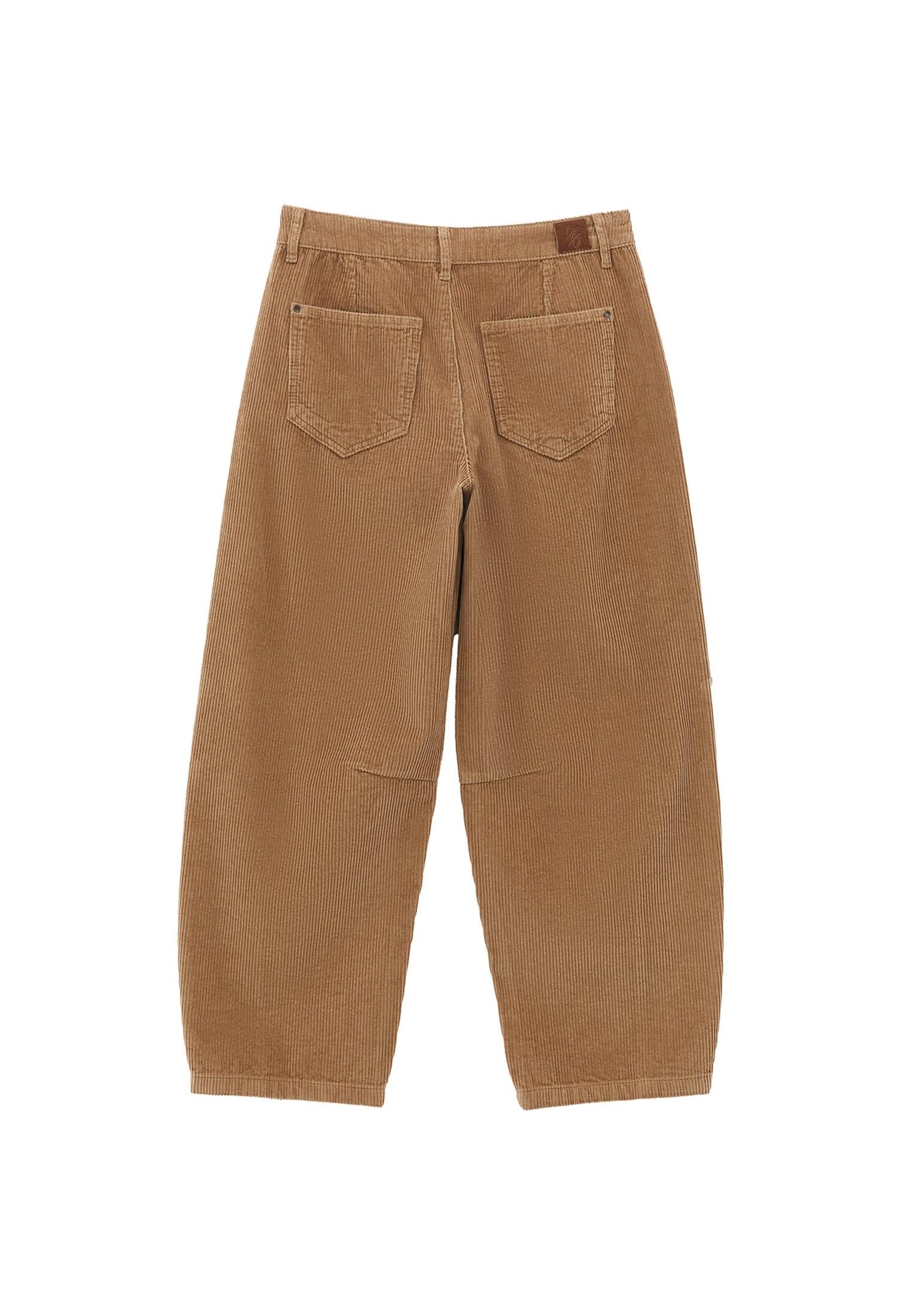 Ribbed Corduroy Barrel Pants - CURDS WHEY