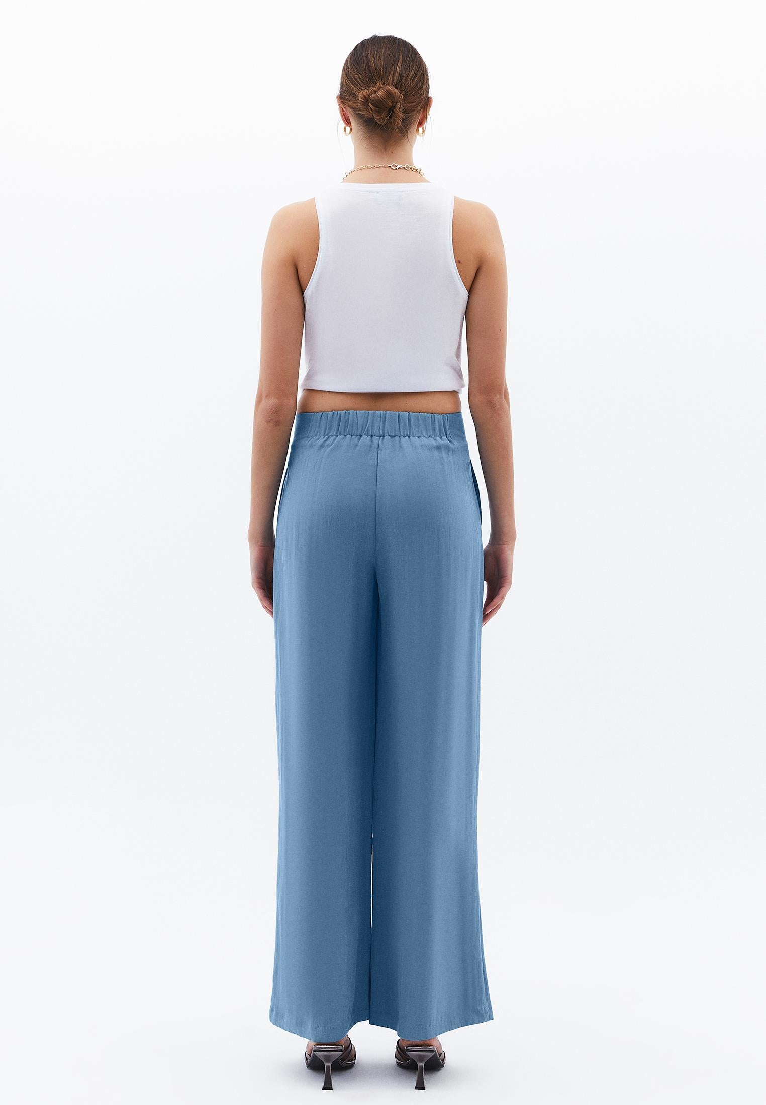 Wide Leg Ultra High Waist Pocket Detail Pants - CYANEUS