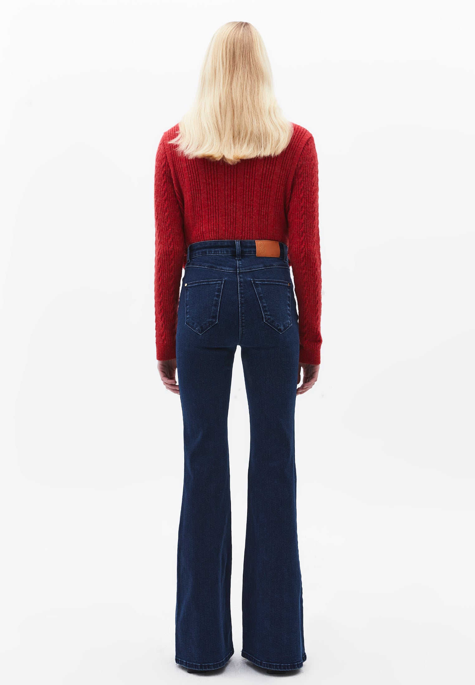 Denim Flared Pants - DARK BLUE DENIM
