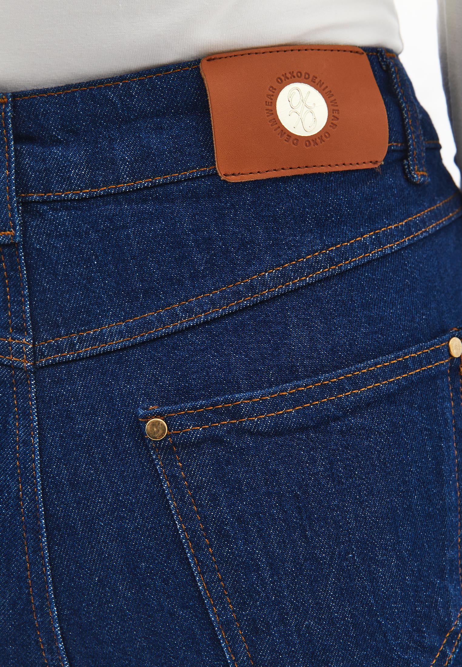 High Waist Straight Leg Pants - DARK BLUE DENIM
