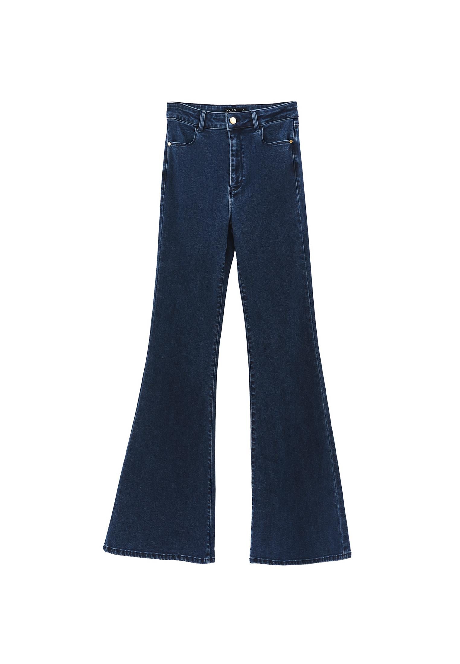 Autumn Denim Flared Pants - DARK BLUE DENIM