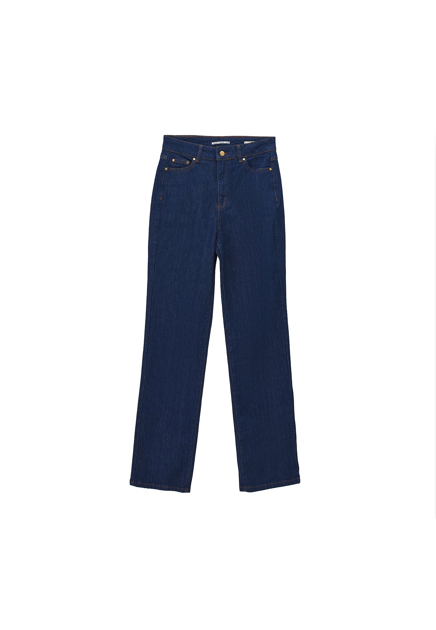 High Waist Straight Leg Pants - DARK BLUE DENIM