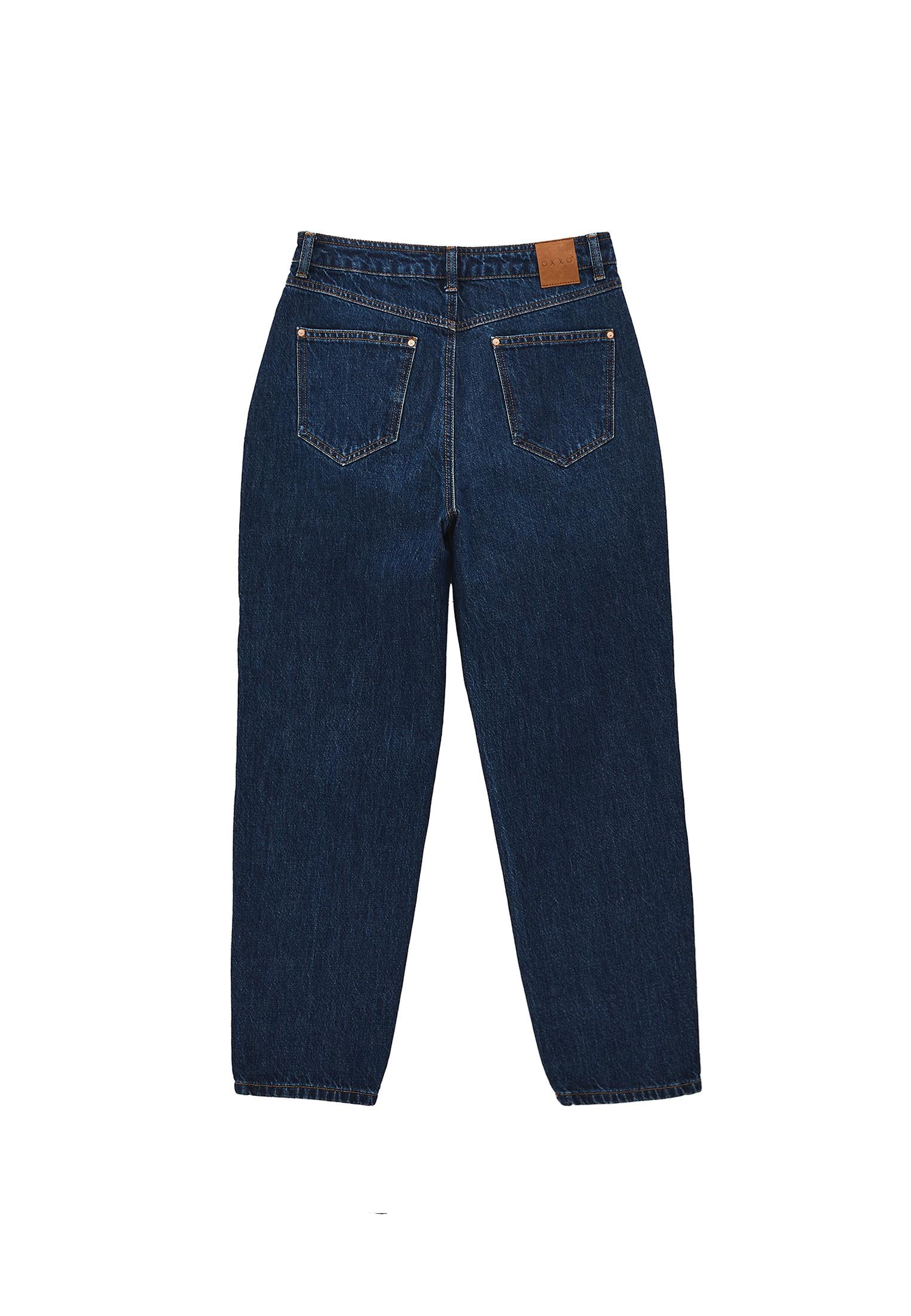 Standard Slim Leg Mom Jeans - DARK BLUE DENIM