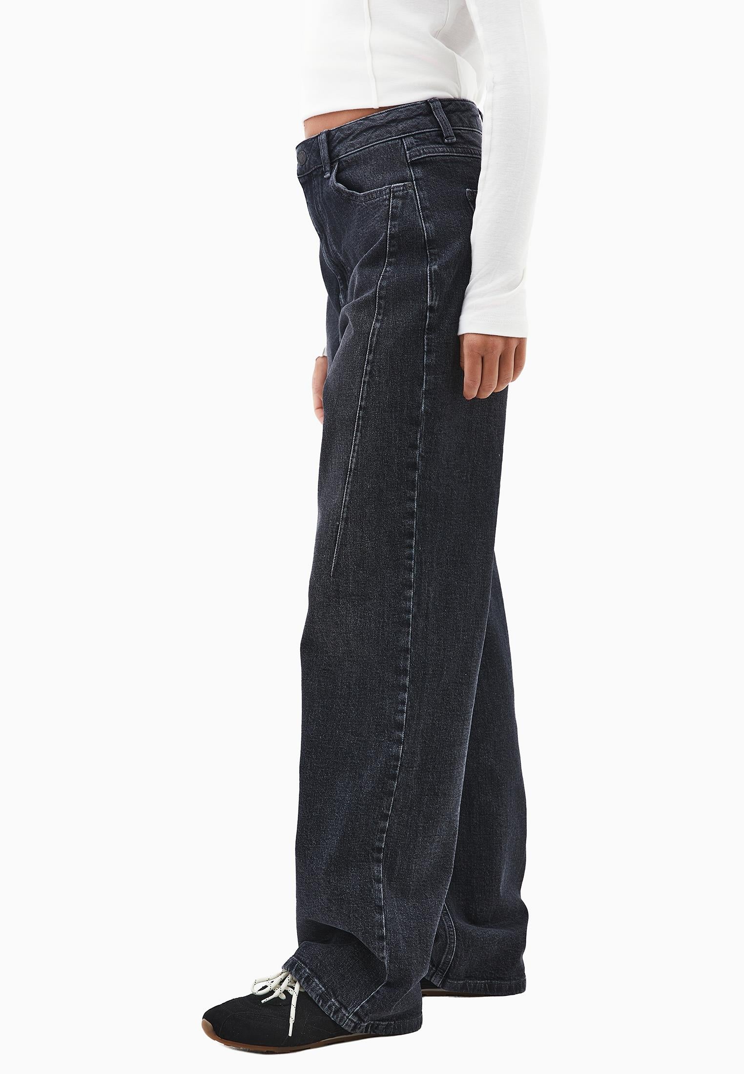 Straight Cut Cotton Pants - DARK GREY DENIM