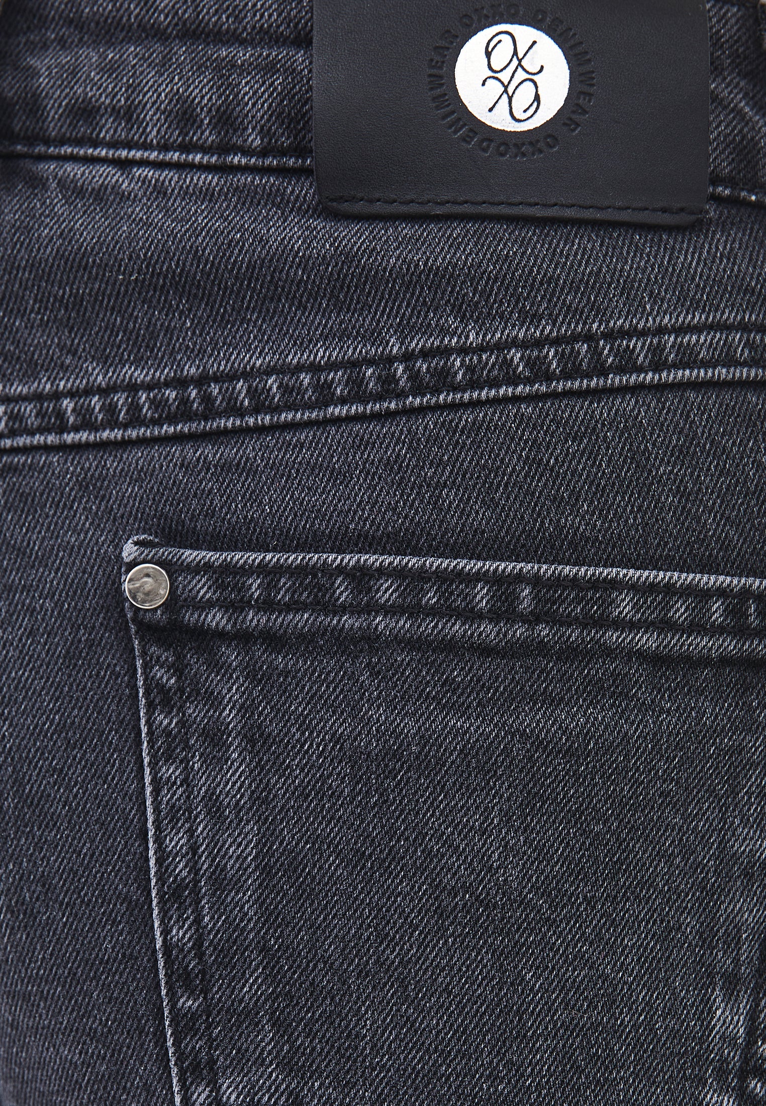 High Waist Straight Leg Denim Pants - DARK GREY DENIM