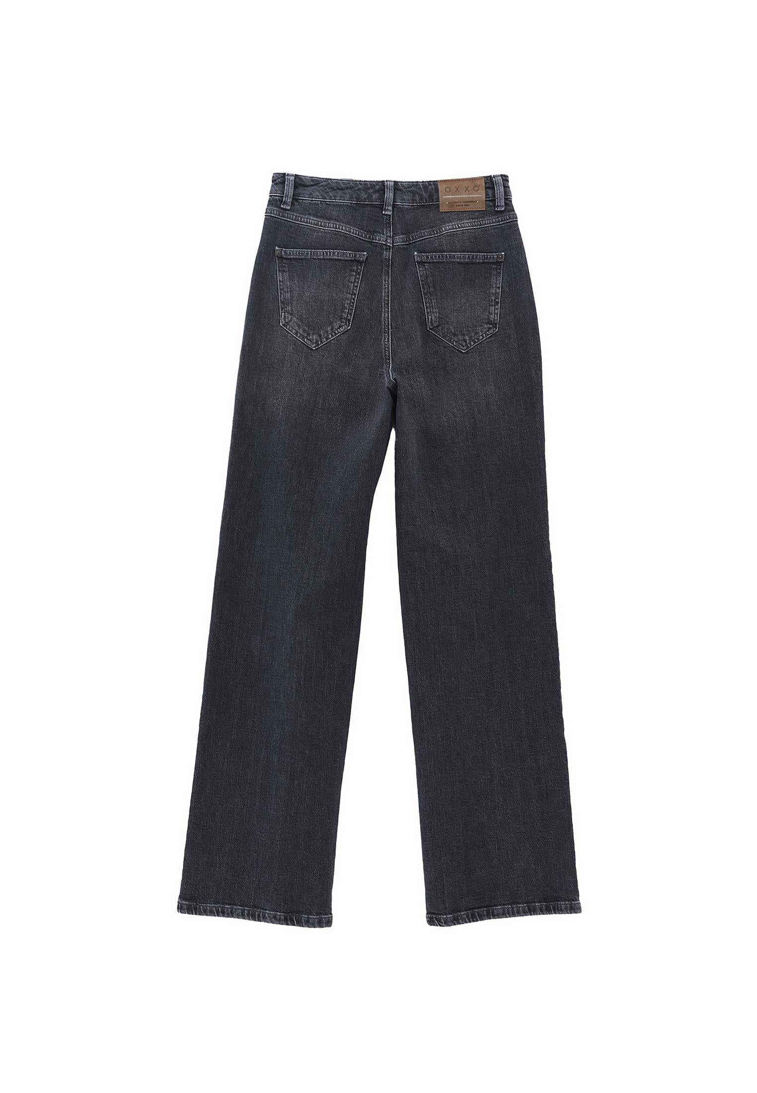 Straight Cut Cotton Pants - DARK GREY DENIM
