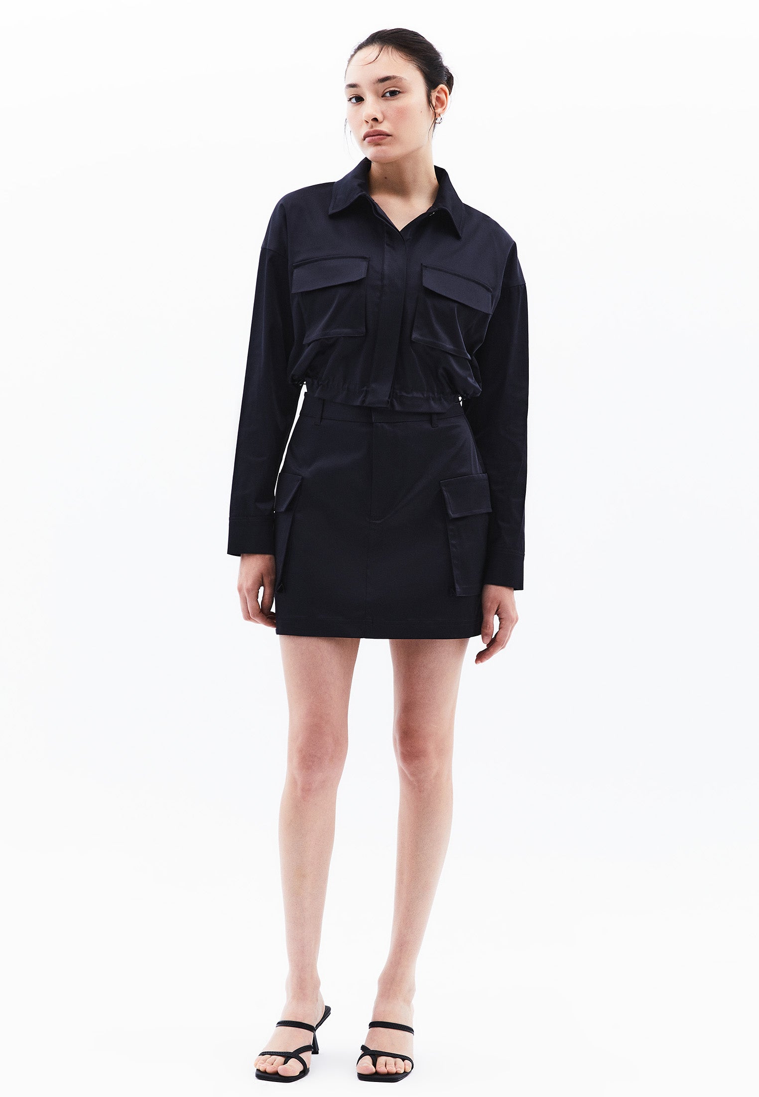 High Waist Skirt With Pocket Detail - DARK NAVY