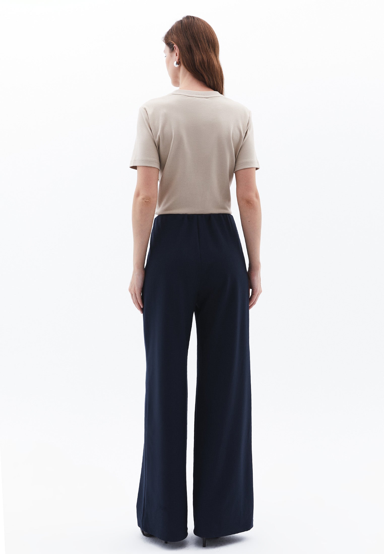 Ultra High Waist Wide Leg Long Pants - DARK NAVY