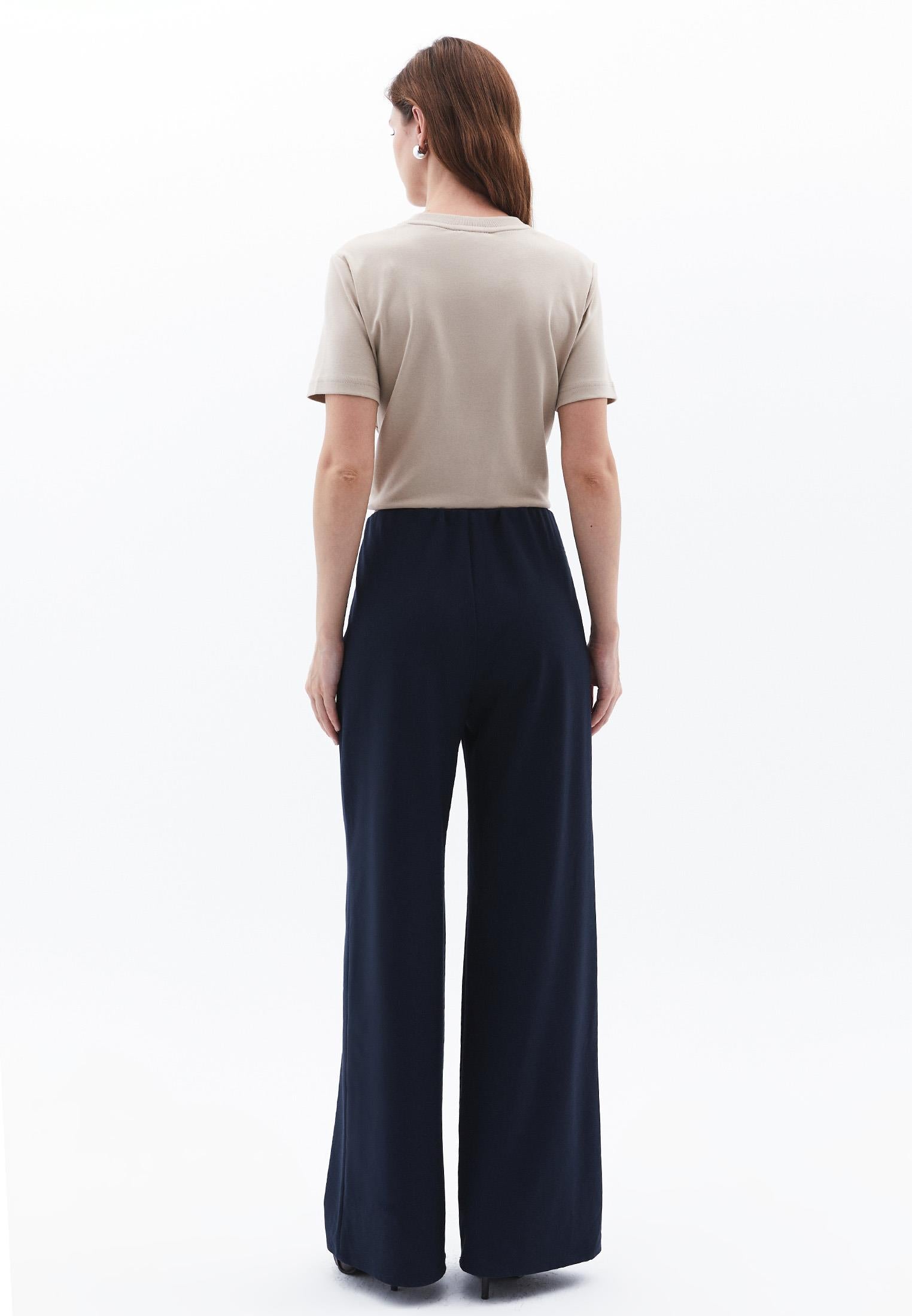Ultra High Waist Wide Leg Long Pants - DARK NAVY