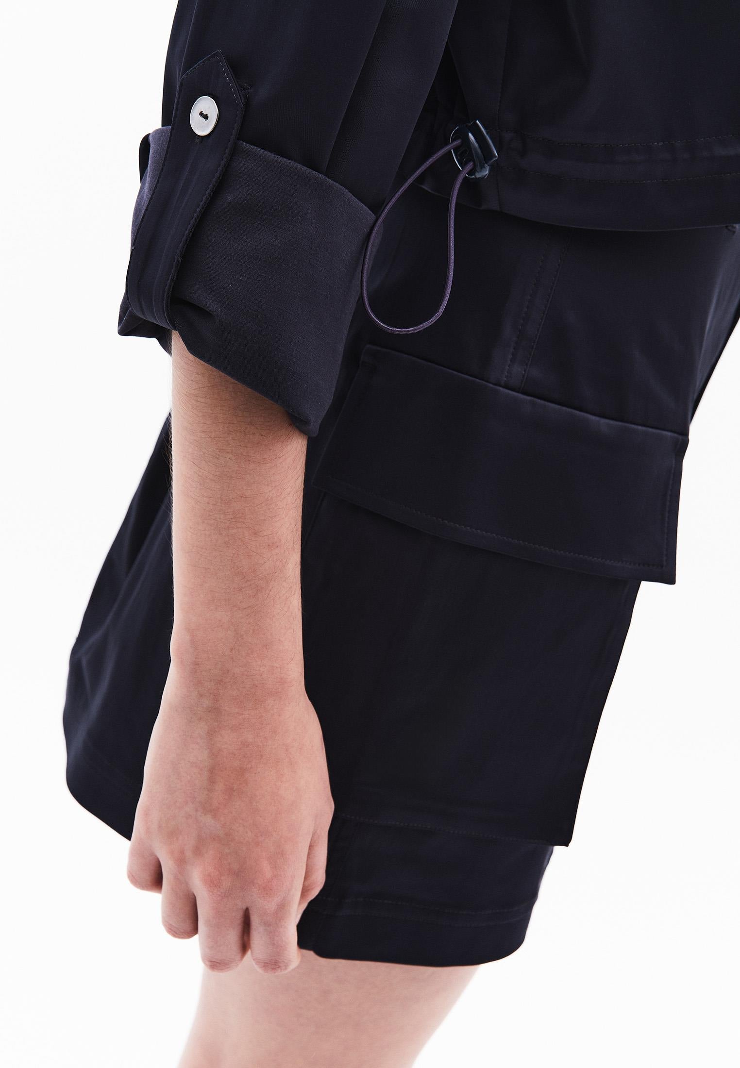 Oversize Pocket Detailed Cropped Shirt - DARK NAVY