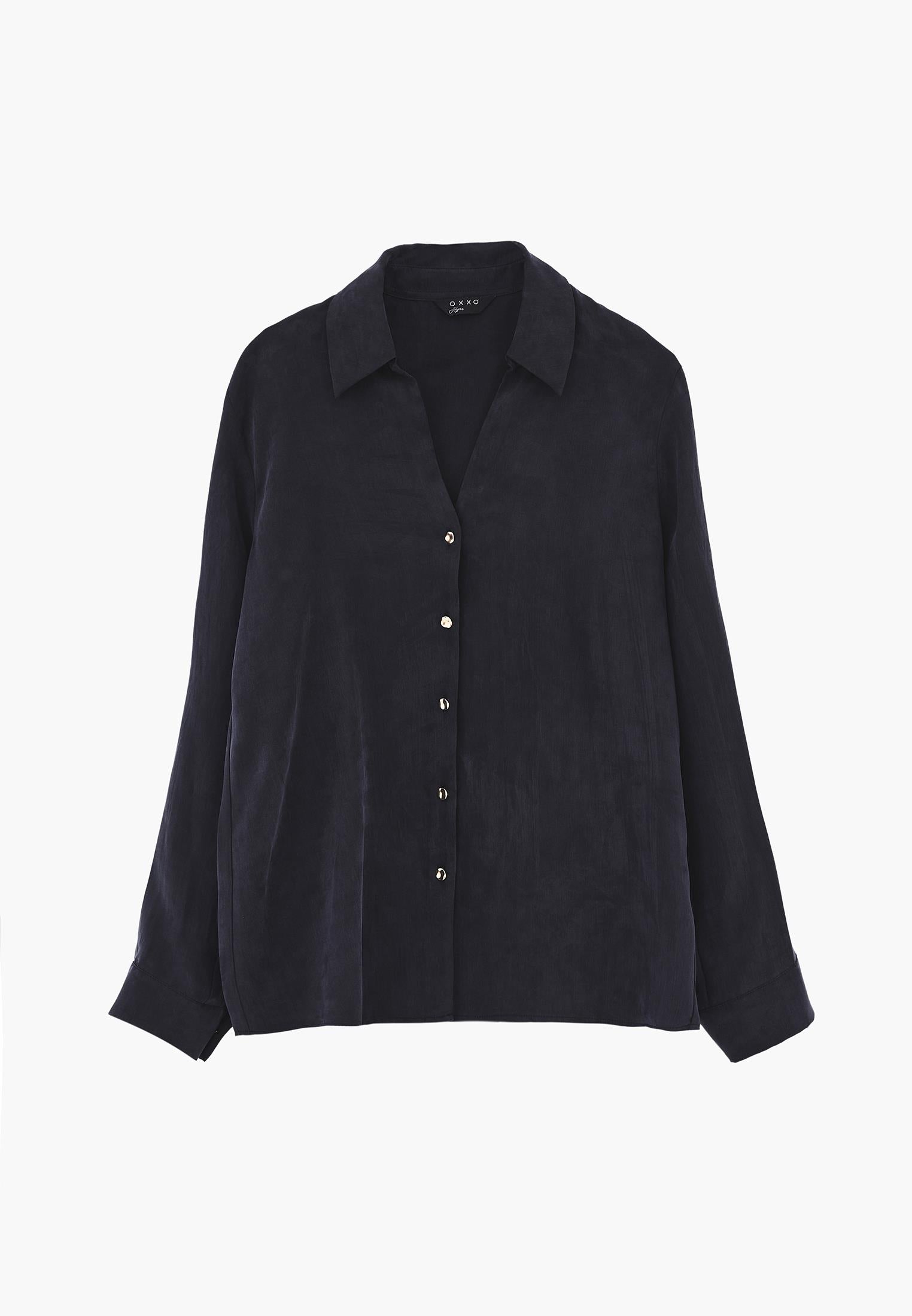Long Sleeve Loose Shirt - DARK NAVY