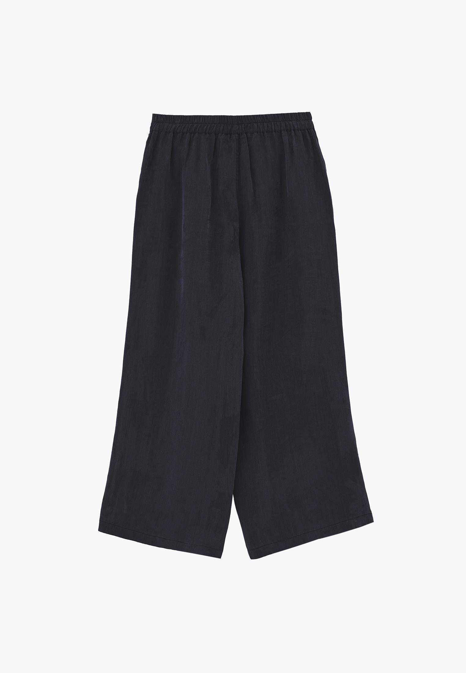 Ultra High Waist Straight Pants With Button Detail - DARK NAVY