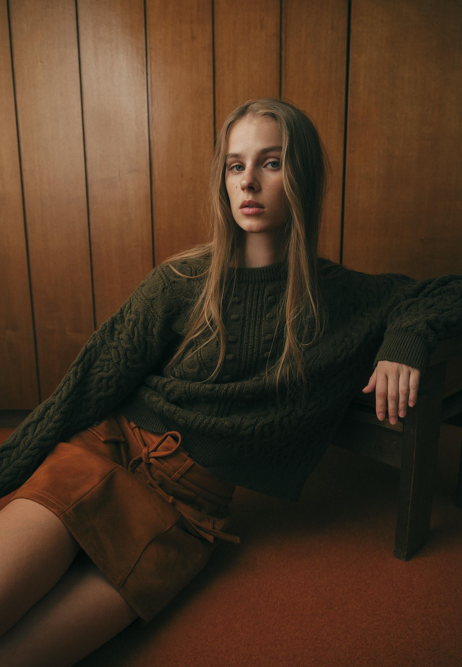 Comfortable Crew Neck Knit Sweater - DARK OLIVE