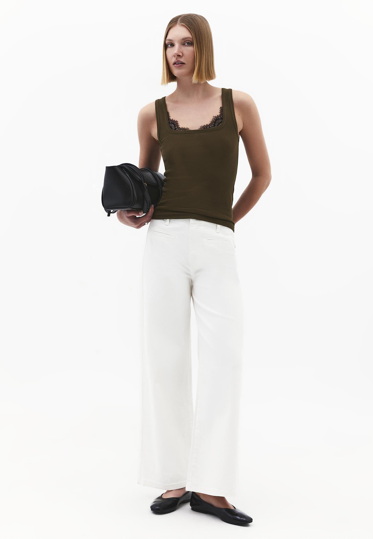 Square Neck Sleeveless Women's Tank Top - DARK OLIVE