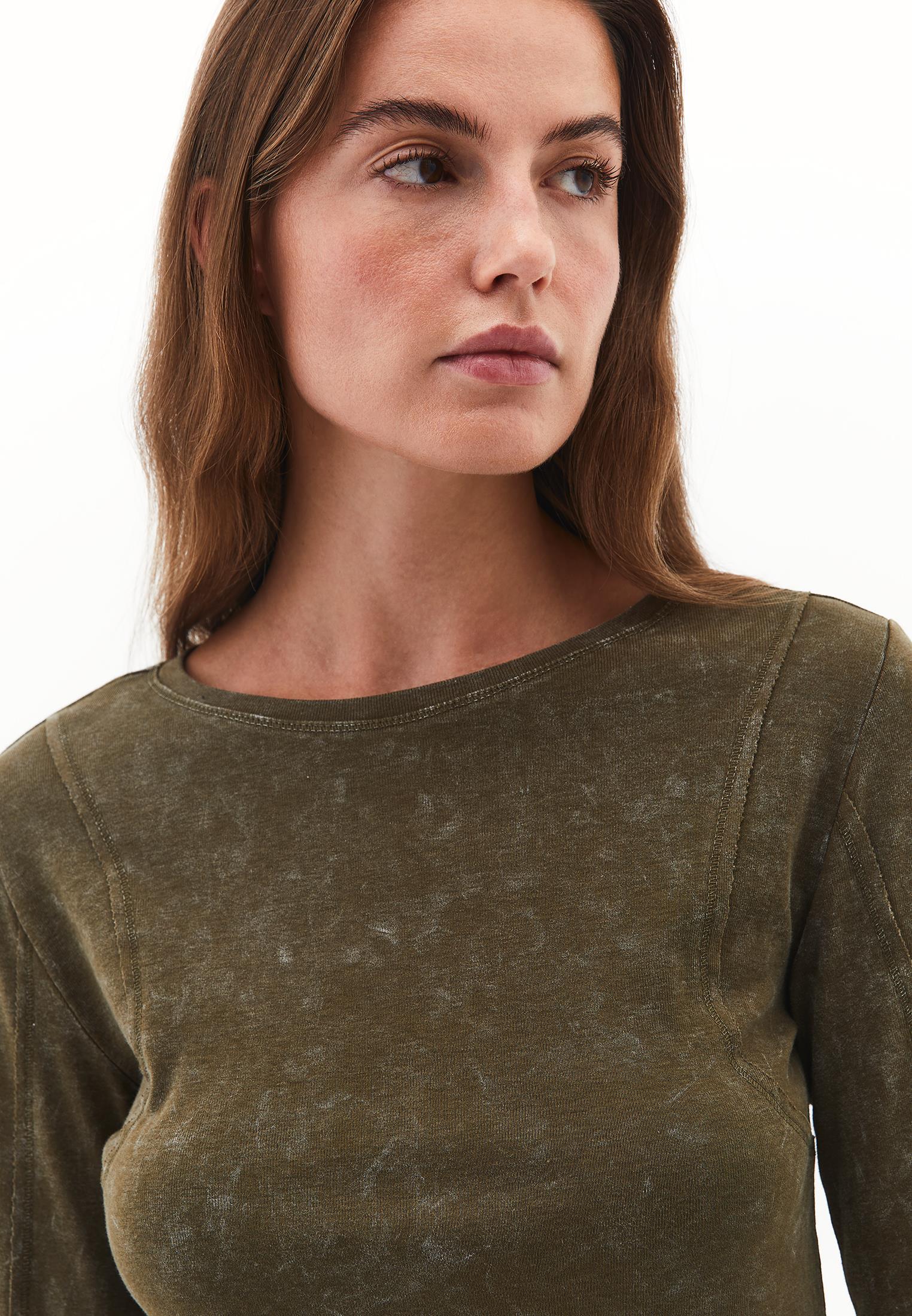 Long Sleeve Cotton T-Shirt - DARK OLIVE