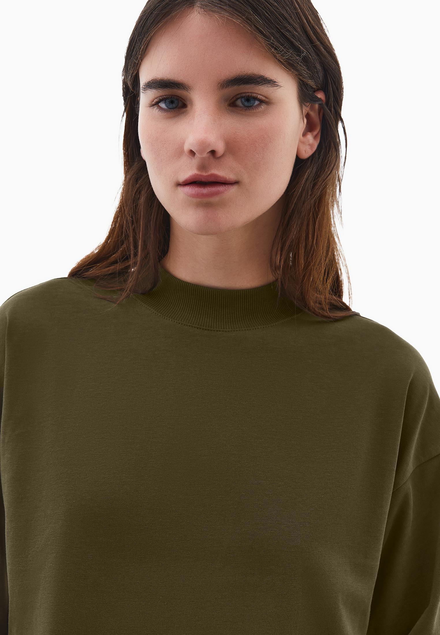 High Neck Oversize T-Shirt - DARK OLIVE