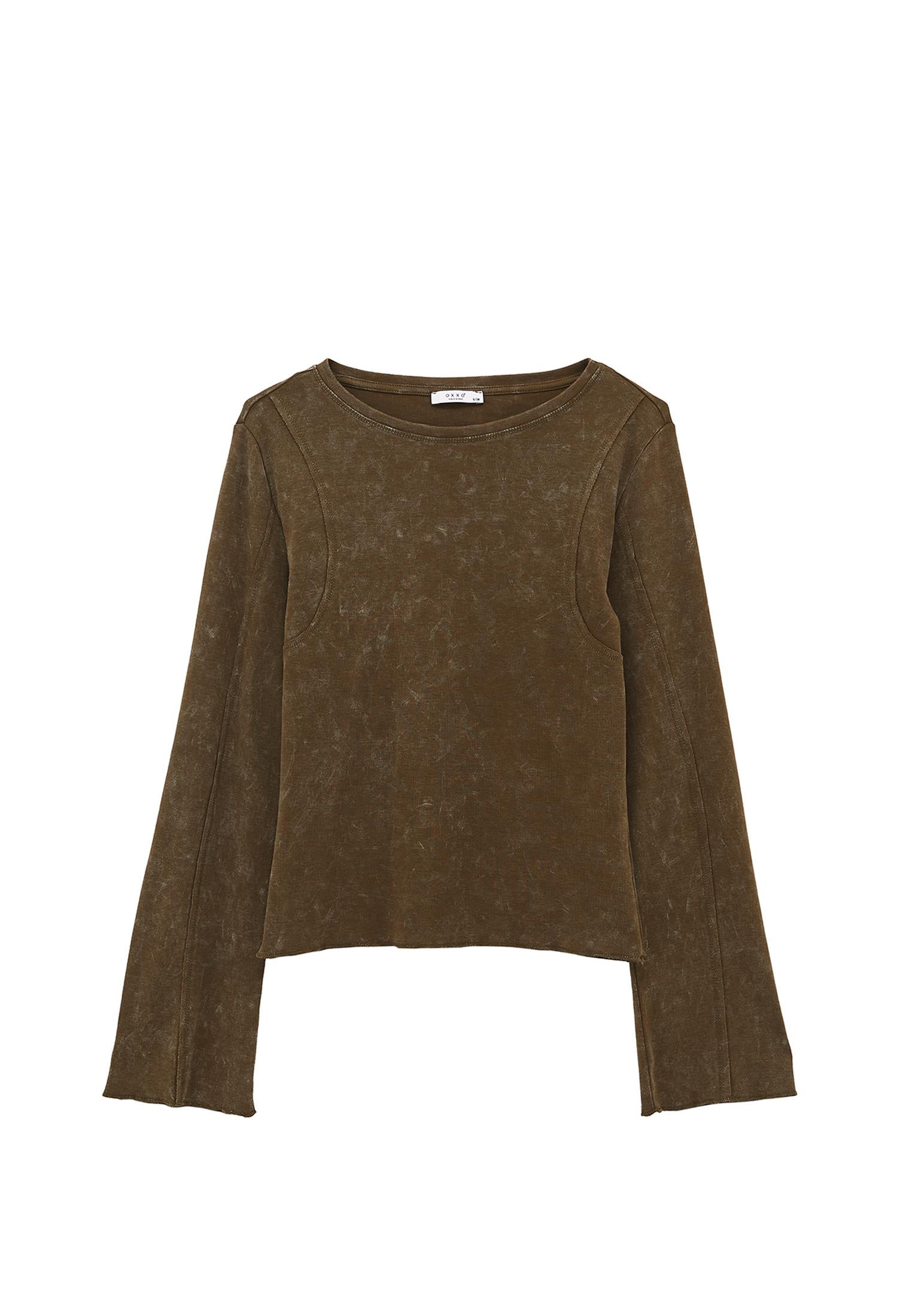 Long Sleeve Cotton T-Shirt - DARK OLIVE
