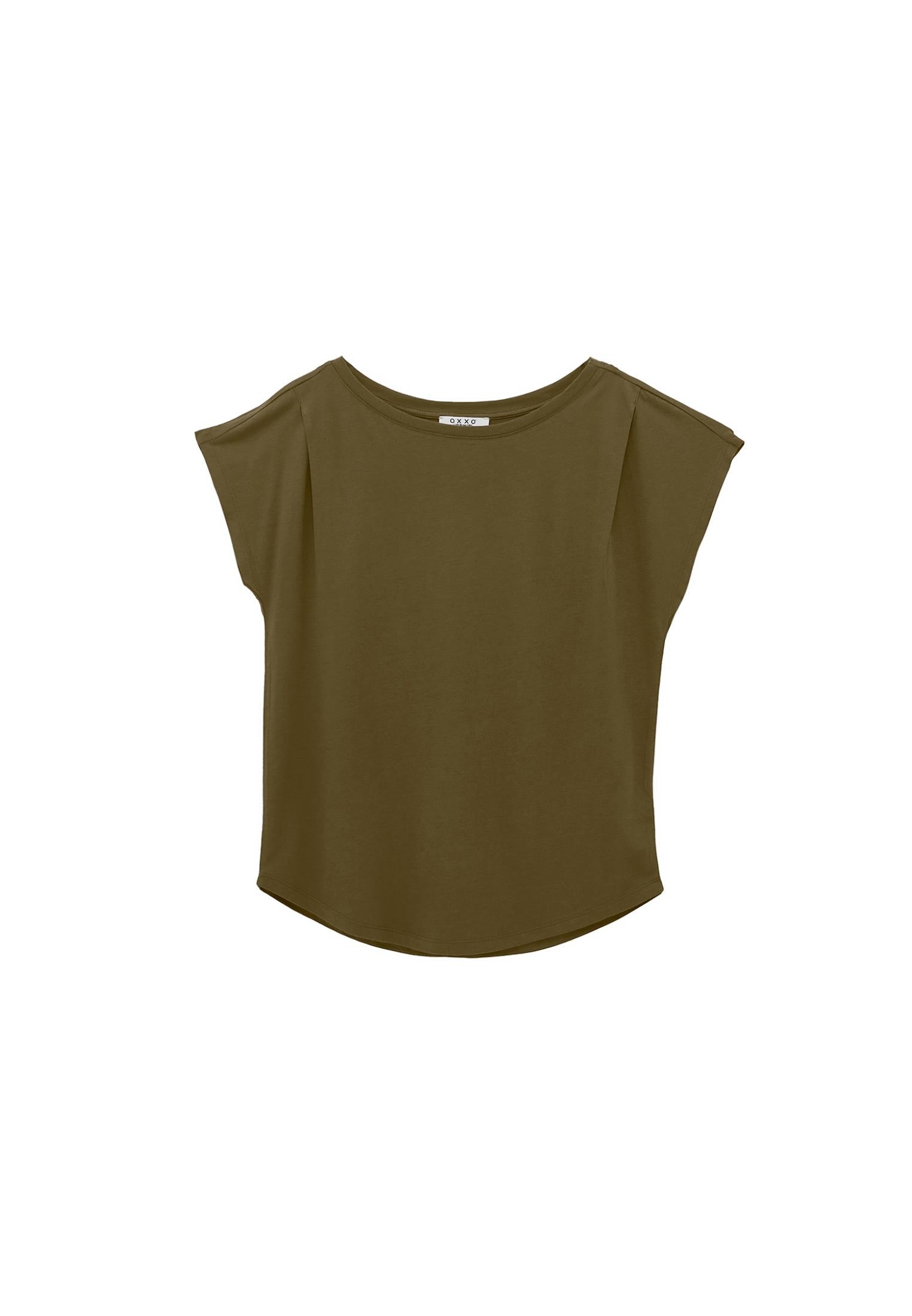 Boat Neck Short Sleeve T-Shirt - DARK OLIVE