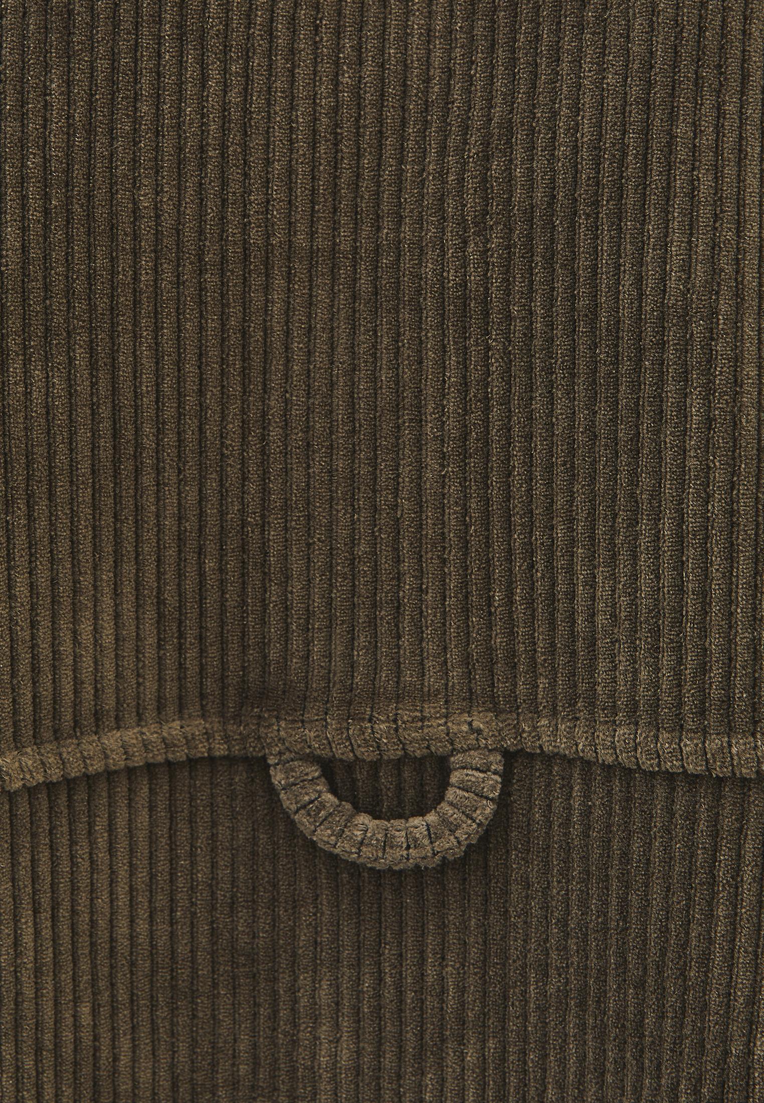 Oversize Pocket Detailed Ribbed Shirt - DARK OLIVE